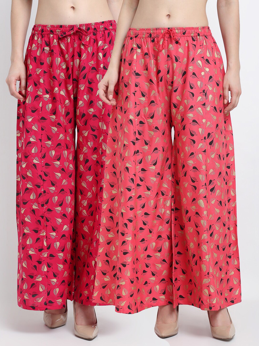 Jinfo Women Pink & Peach-Coloured Set Of 2 Printed Flared Ethnic Palazzos
Jinfo Women Pink & Peach-Coloured Set Of 2 Printed Flared Ethnic Palazzos
