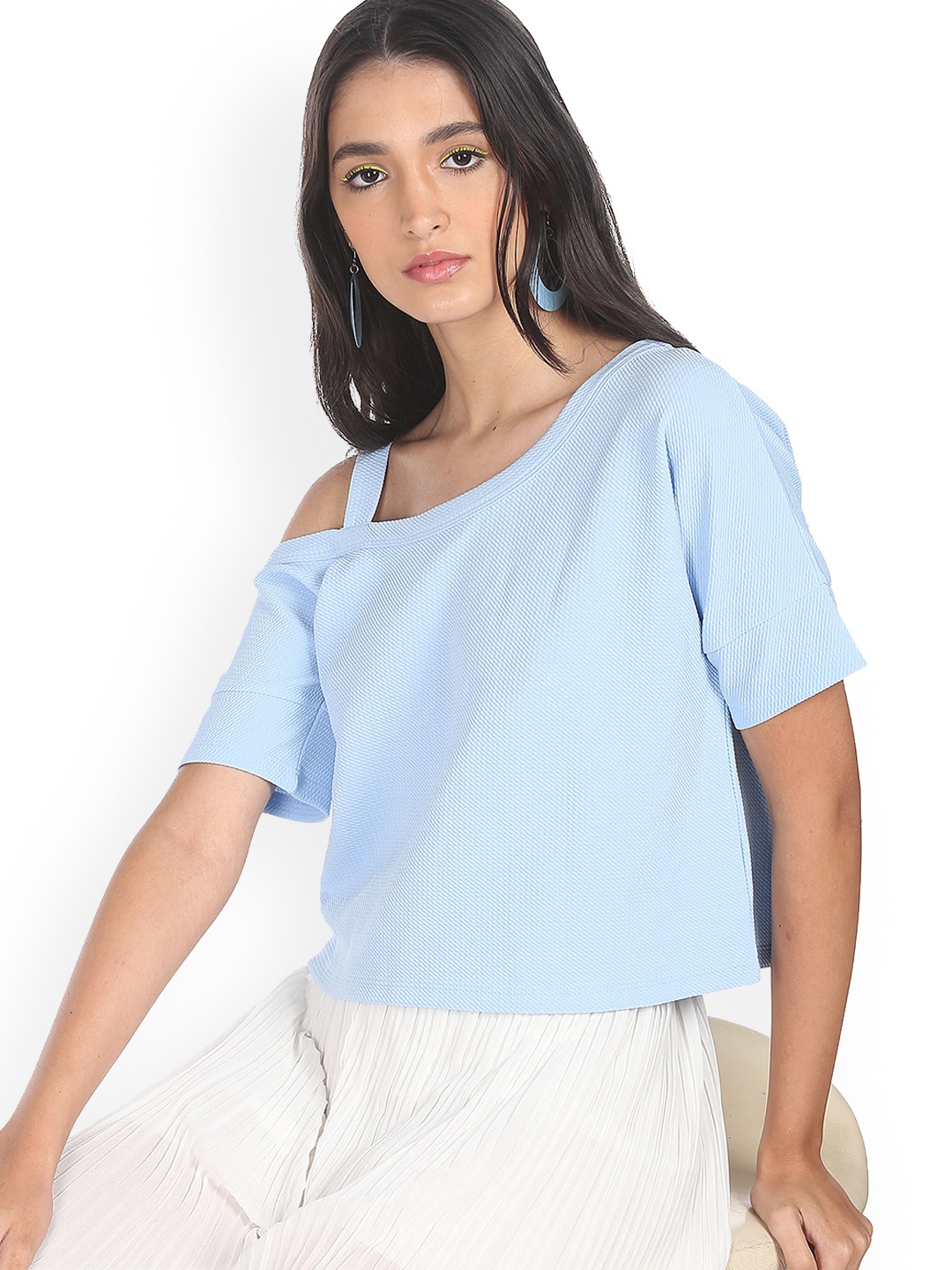Sugr Blue One Shoulder Top
