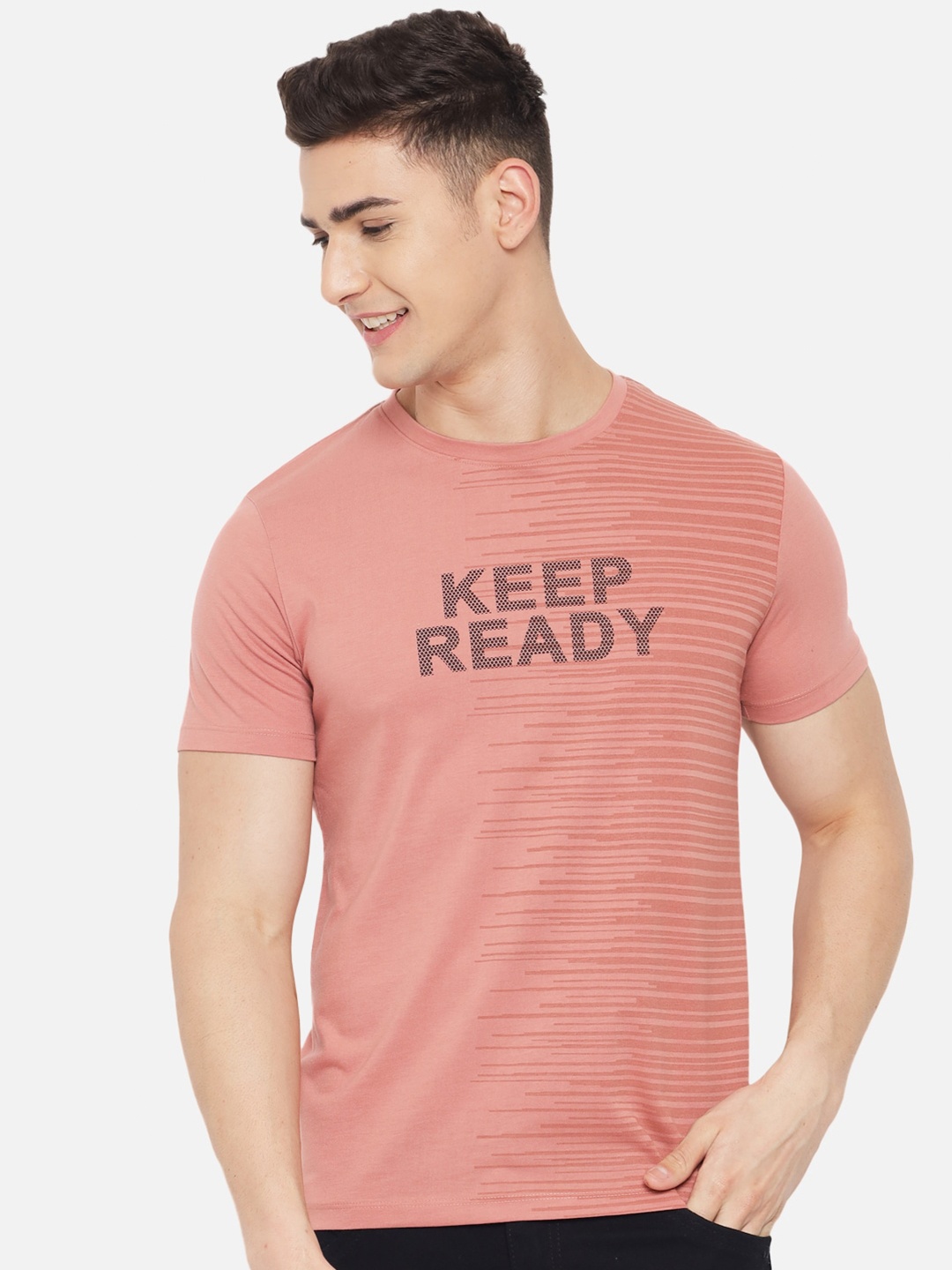 Plagg Men Pink Typography Printed Cotton T-shirt