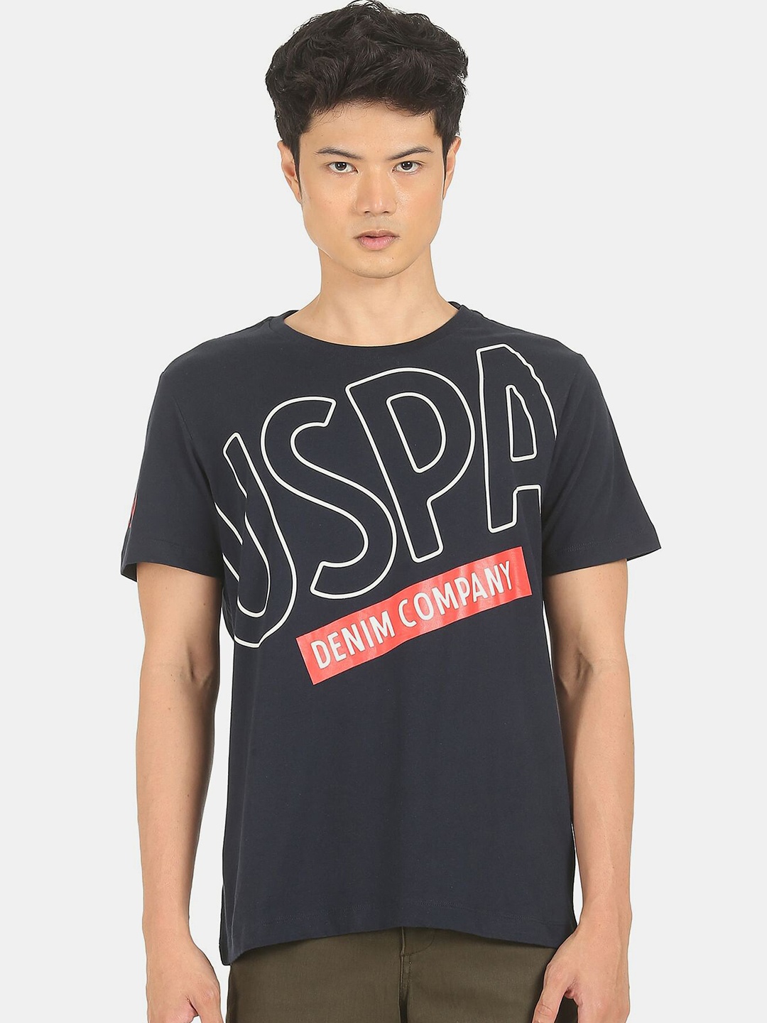 U.S. Polo Assn. Denim Co. Denim Co. Men Navy Blue & White Brand Logo Printed Pure Cotton T-shirt
U.S. Polo Assn. Denim Co. Denim Co. Men Navy Blue & White Brand Logo Printed Pure Cotton T-shirt