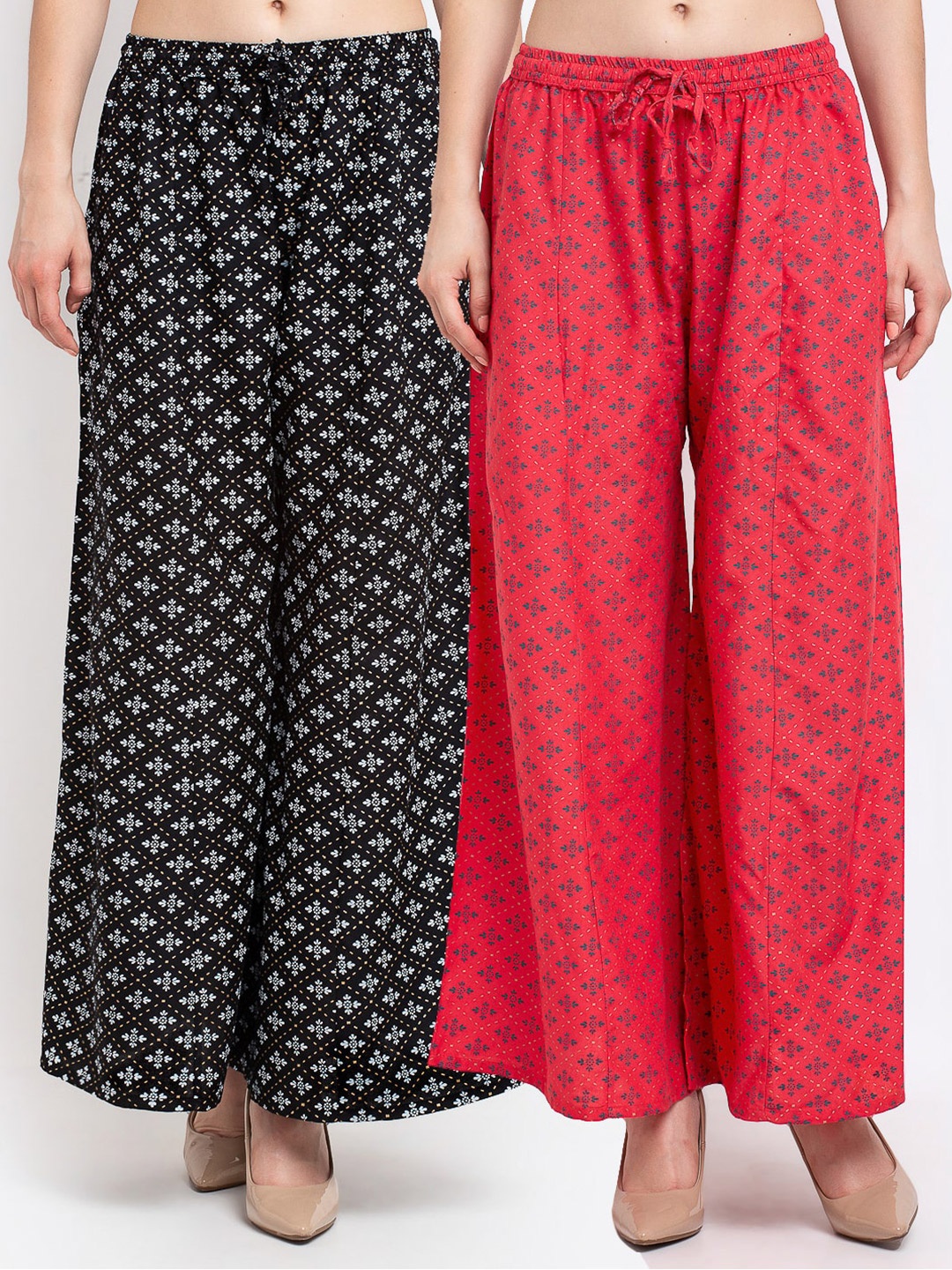 Jinfo Women Black & Pink Set Of 2 Ethnic Motifs Printed Flared Knitted Ethnic Palazzos
Jinfo Women Black & Pink Set Of 2 Ethnic Motifs Printed Flared Knitted Ethnic Palazzos