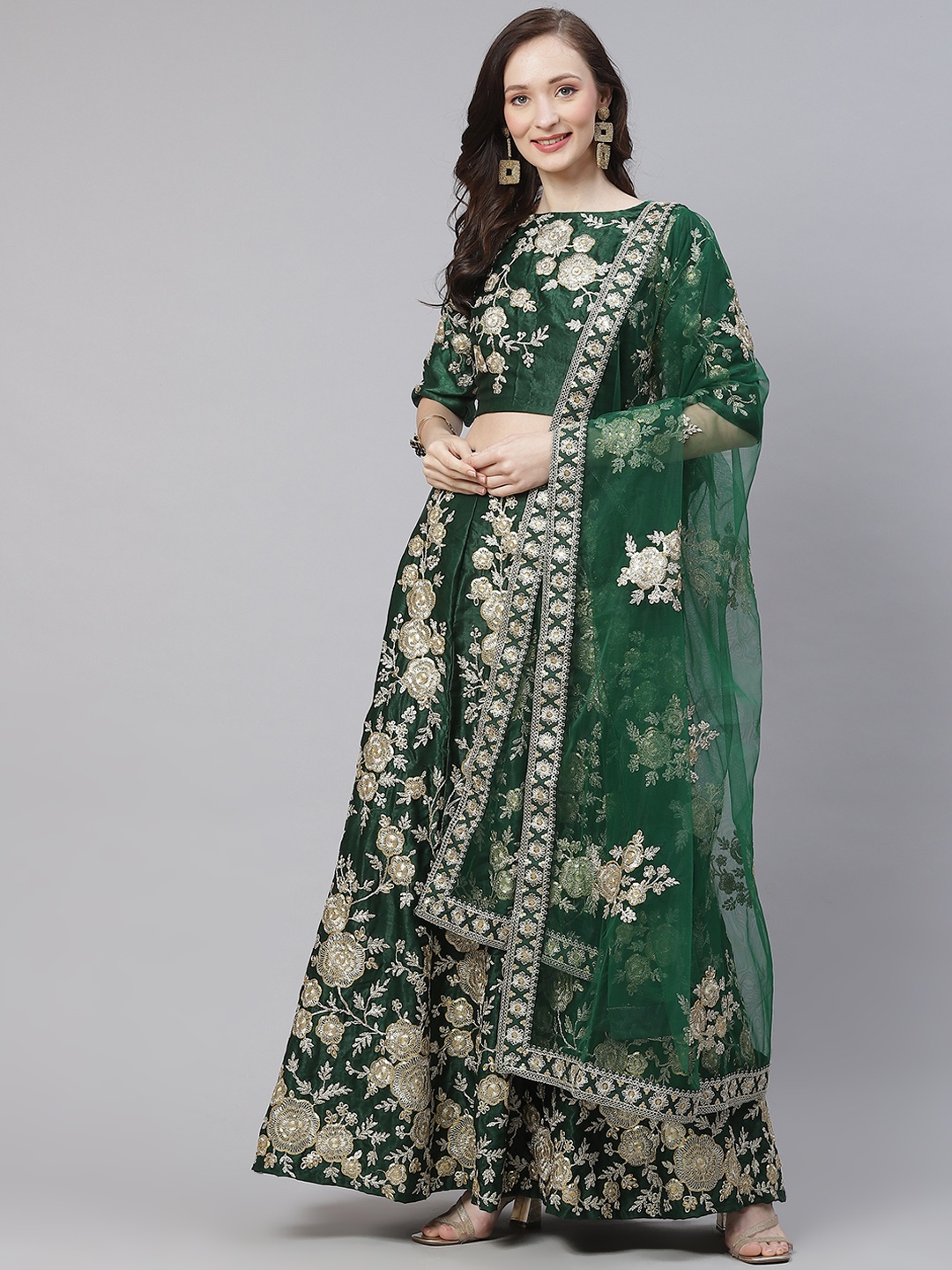 Readiprint Fashions Green Embroidered Sequinned Semi-Stitched Lehenga & Unstitched Blouse With Dupatta
Readiprint Fashions Green Embroidered Sequinned Semi-Stitched Lehenga & Unstitched Blouse With Dupatta