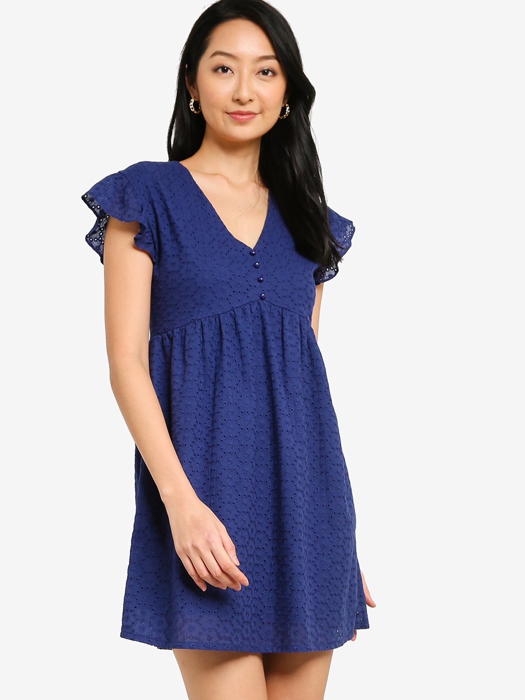 ZALORA BASICS Navy Blue A-Line Dress