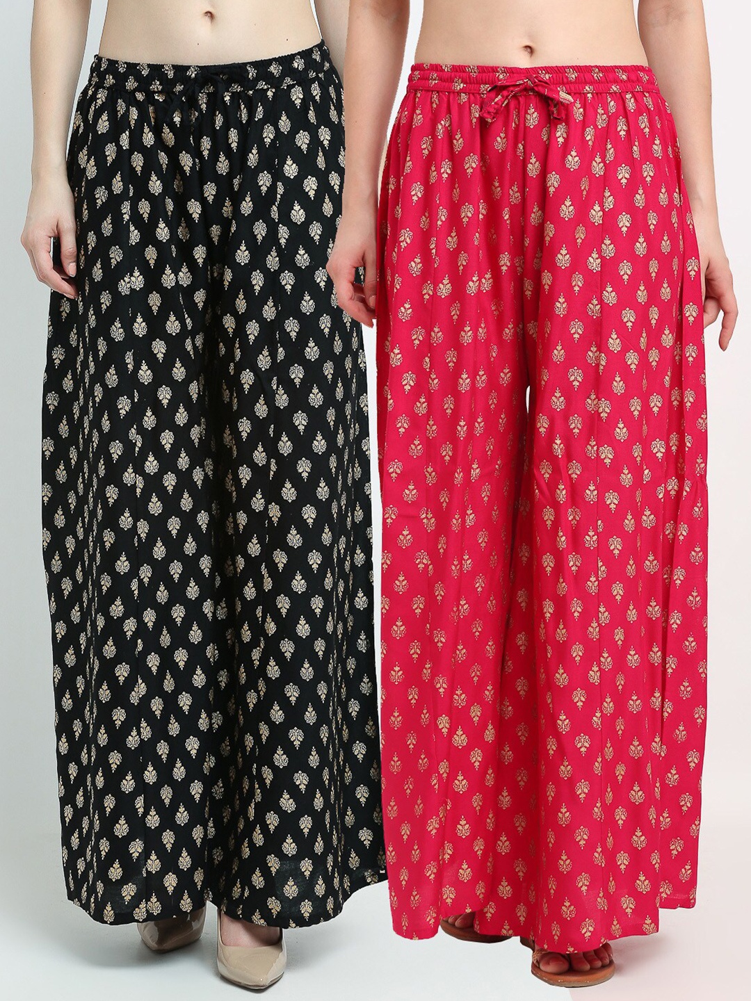 Jinfo Women Black & Pink Set Of 2 Ethnic Motifs Printed Flared Knitted Ethnic Palazzos
Jinfo Women Black & Pink Set Of 2 Ethnic Motifs Printed Flared Knitted Ethnic Palazzos