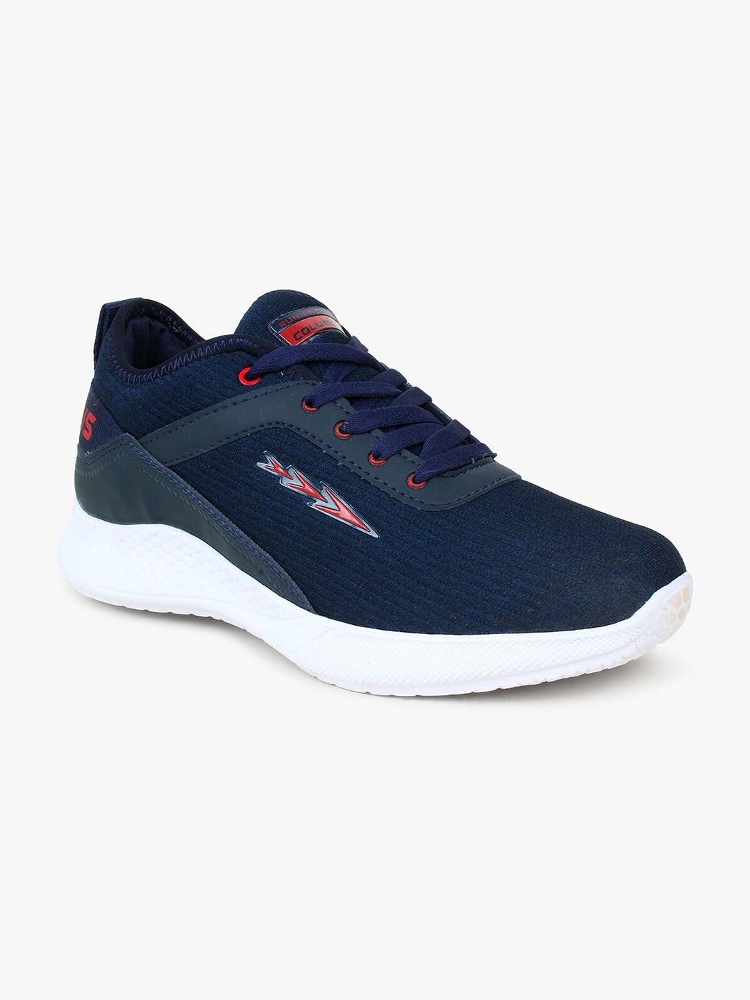 Columbus Men Navy Blue & Red Mesh Non-Marking Running Shoes
