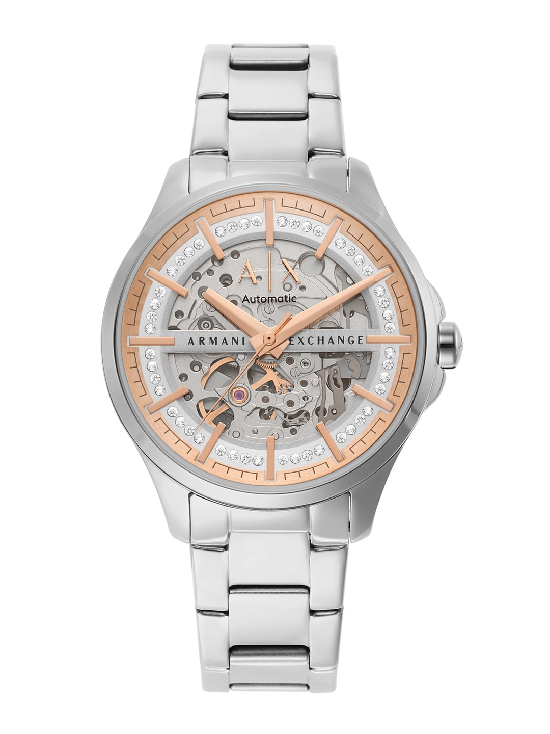 Armani Exchange Women Silver-Toned Skeleton Dial Bracelet Style Straps Watch - AX5261
Armani Exchange Women Silver-Toned Skeleton Dial Bracelet Style Straps Watch - AX5261