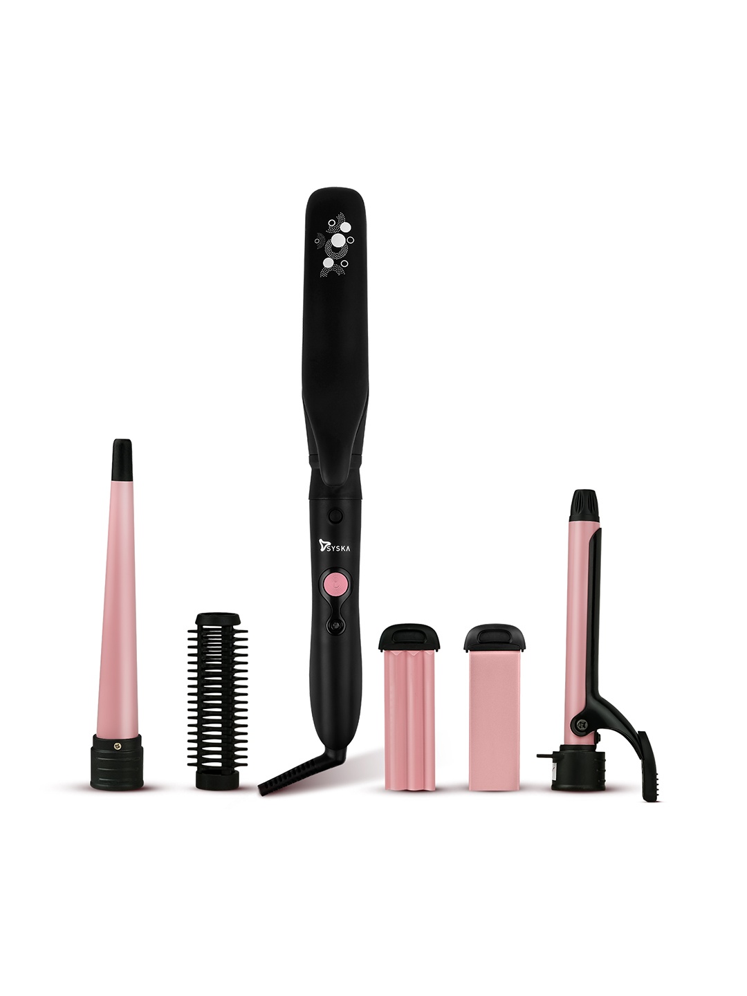 SYSKA 5-in-1 Straightener, Curler, Conical Curler, Crimper & Volume Comb HS5000K, Pink
SYSKA 5-in-1 Straightener, Curler, Conical Curler, Crimper & Volume Comb HS5000K, Pink