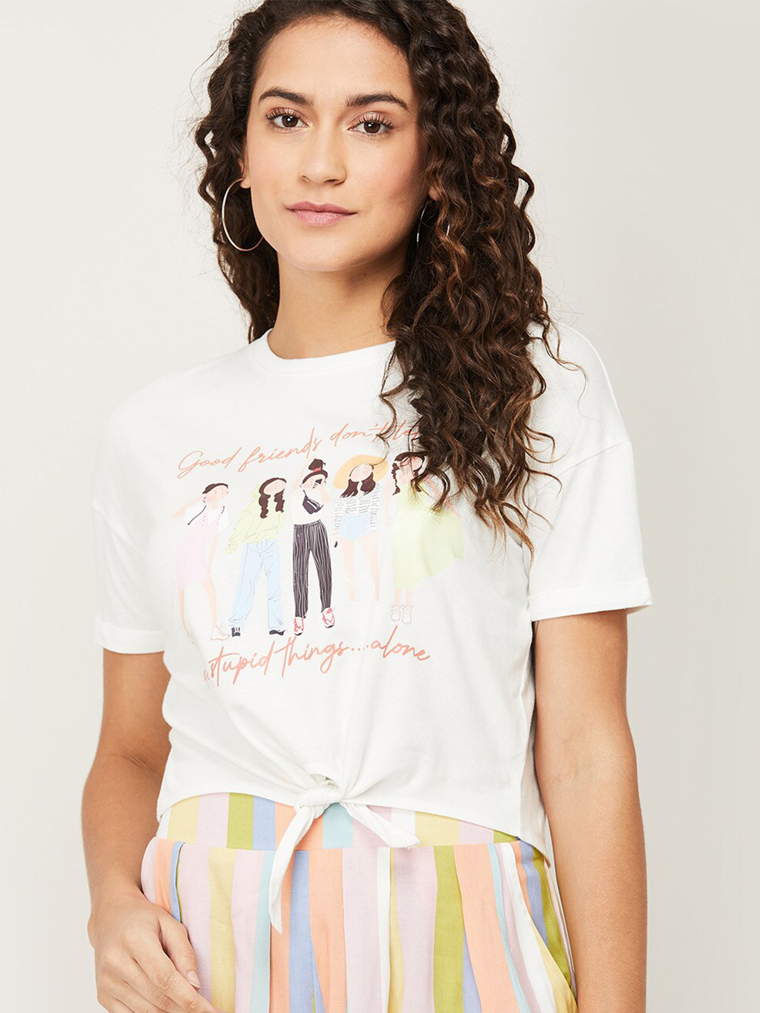 Ginger by Lifestyle Women White & Yellow Typography Printed Pure Cotton T-shirt
Ginger by Lifestyle Women White & Yellow Typography Printed Pure Cotton T-shirt