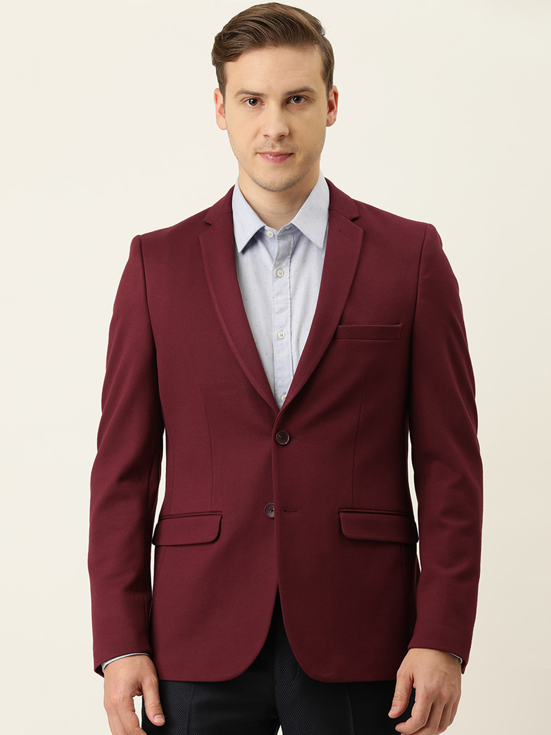 Peter England Men Maroon Solid Slim Fit Single-Breasted Formal Blazer
Peter England Men Maroon Solid Slim Fit Single-Breasted Formal Blazer