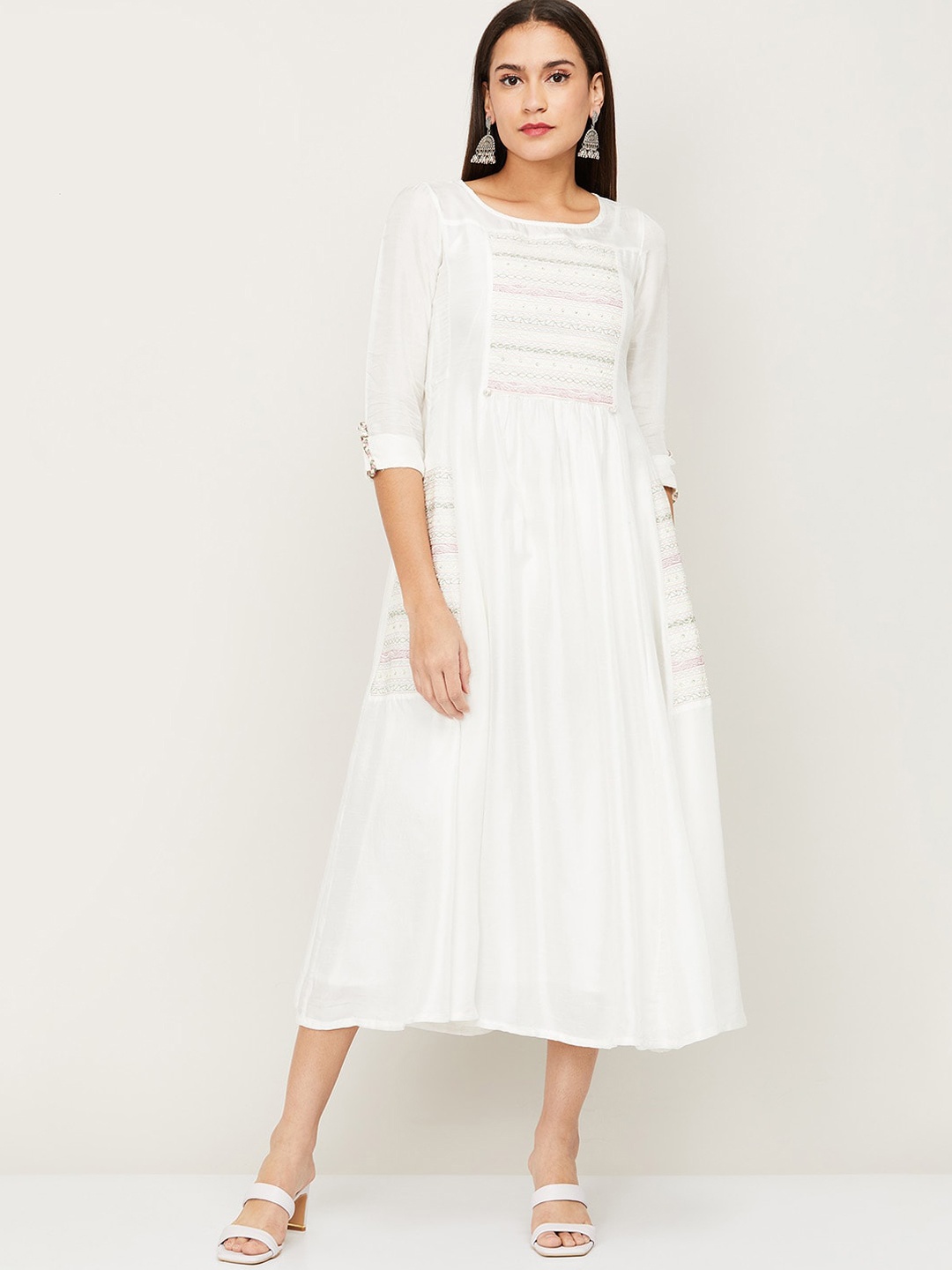 Melange by Lifestyle Off White Midi Dress