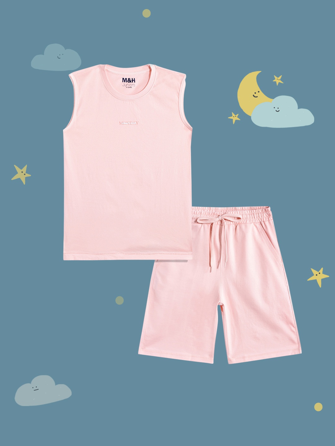 M&H Juniors Boys Peach-Coloured & White Pure Cotton Typography Print T-shirt with Shorts
M&H Juniors Boys Peach-Coloured & White Pure Cotton Typography Print T-shirt with Shorts