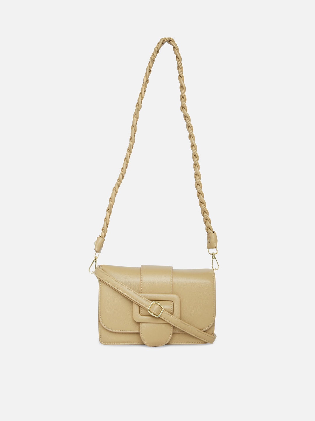 20Dresses Beige PU Structured Sling Bag