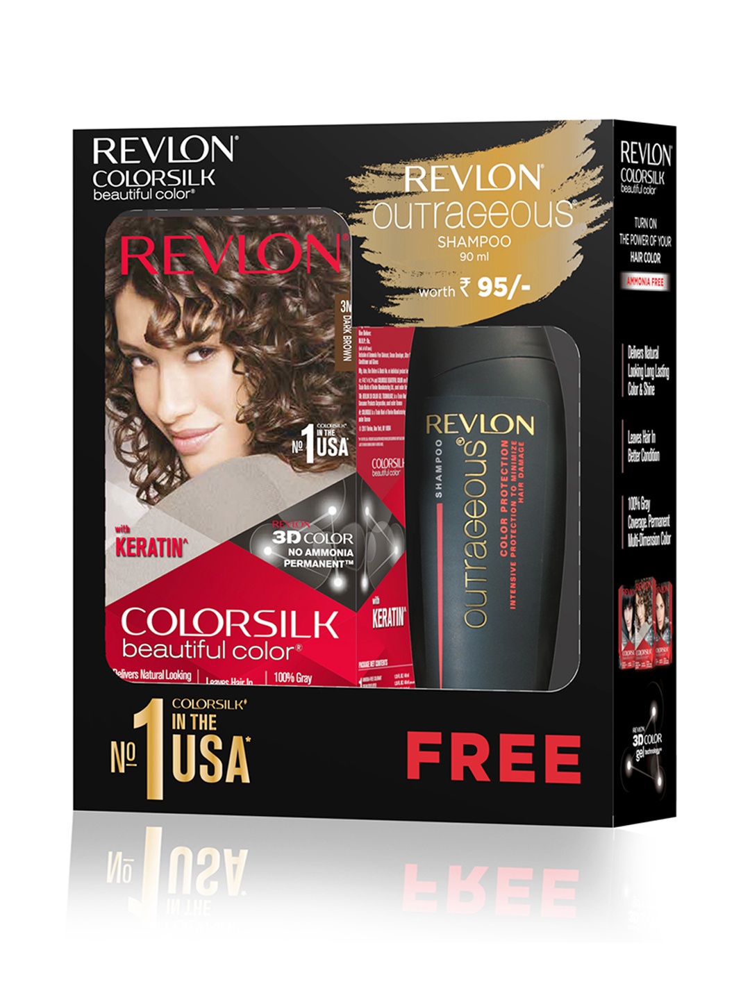 Revlon Set of Colorsilk Hair Color with Keratin - Dark Brown 3N & Free Outrageous Shampoo
Revlon Set of Colorsilk Hair Color with Keratin - Dark Brown 3N & Free Outrageous Shampoo