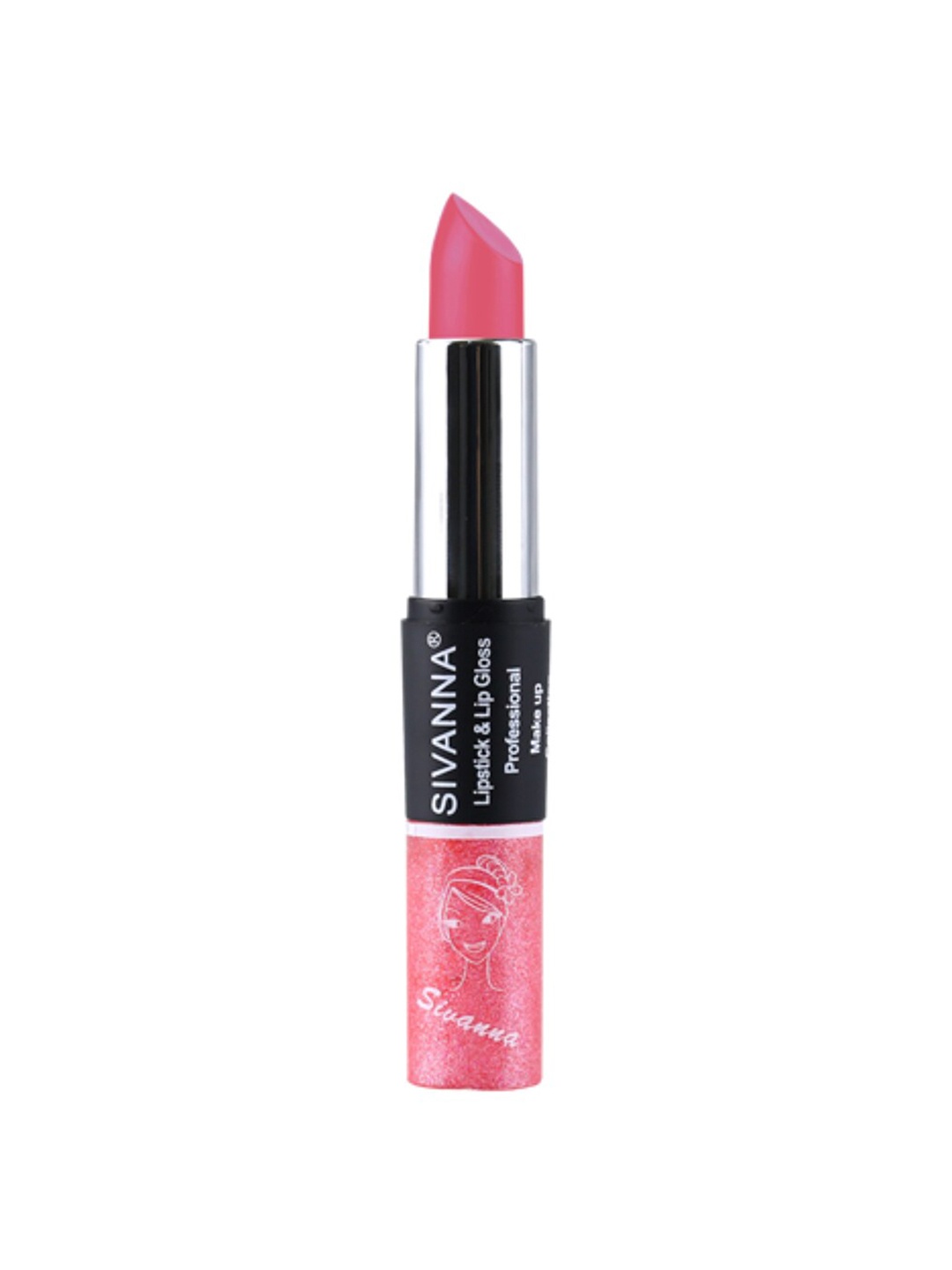 Sivanna Colors Professional Makeup Collection 2 in 1 Lipstick & Lip Gloss - DK061 14, Pink