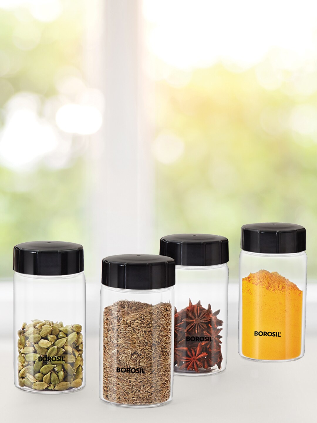 BOROSIL Neo Spice Set Of 4 Transparent Microwave Safe Glass Airtight Kitchen Storage Box
BOROSIL Neo Spice Set Of 4 Transparent Microwave Safe Glass Airtight Kitchen Storage Box