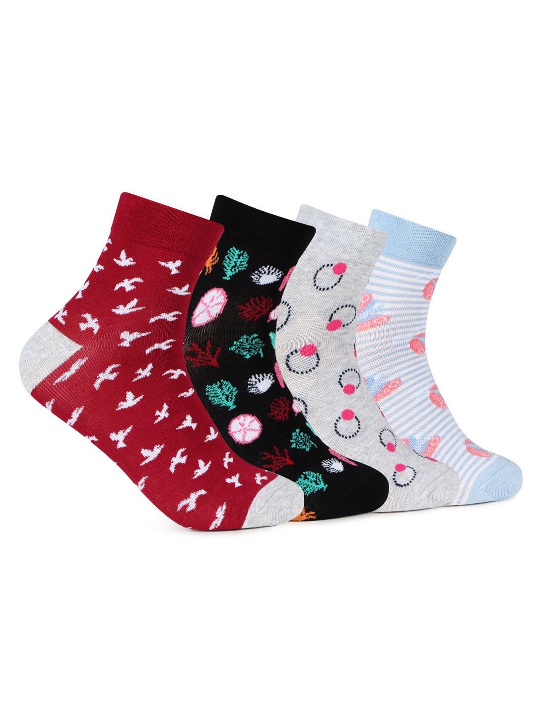 Bonjour Women Pack Of 4 Assorted Ankle Length Socks