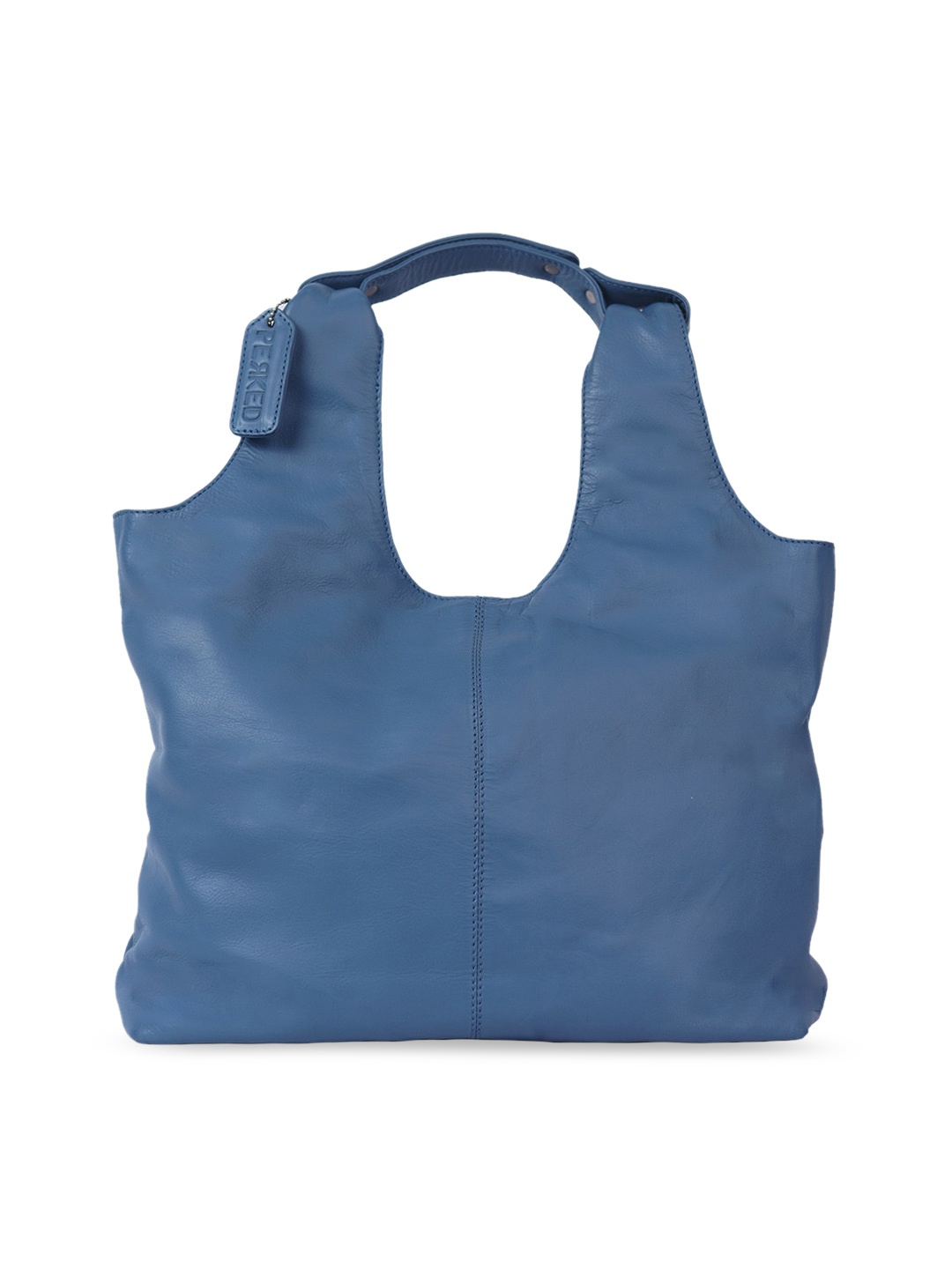 PERKED Blue Leather Oversized Shopper Hobo Bag