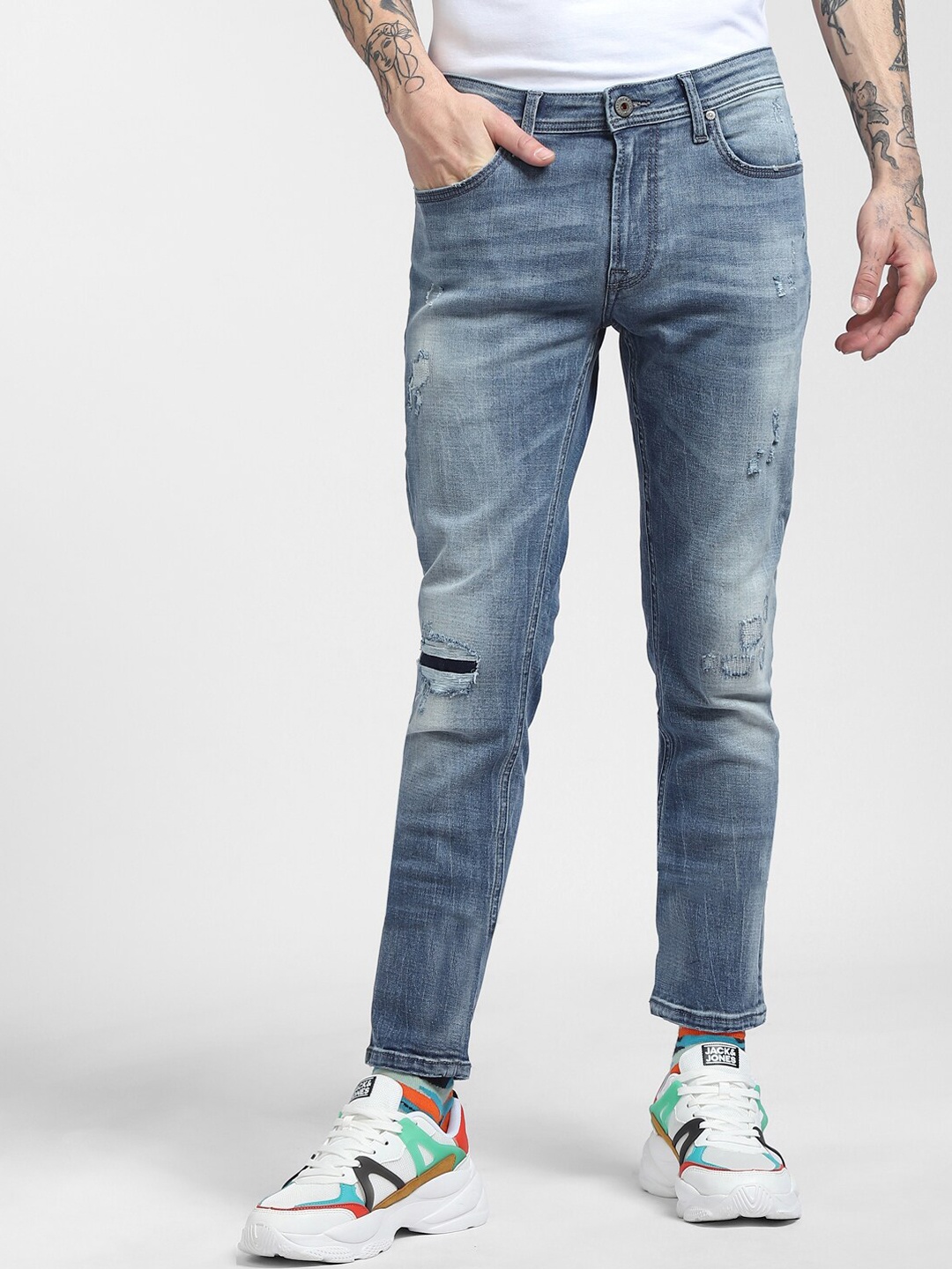 Jack & Jones Men Blue Skinny Fit Low-Rise Mildly Distressed Cropped Heavy Fade Jeans
Jack & Jones Men Blue Skinny Fit Low-Rise Mildly Distressed Cropped Heavy Fade Jeans