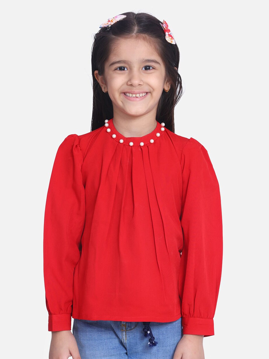 Cutiekins Red Crepe Top