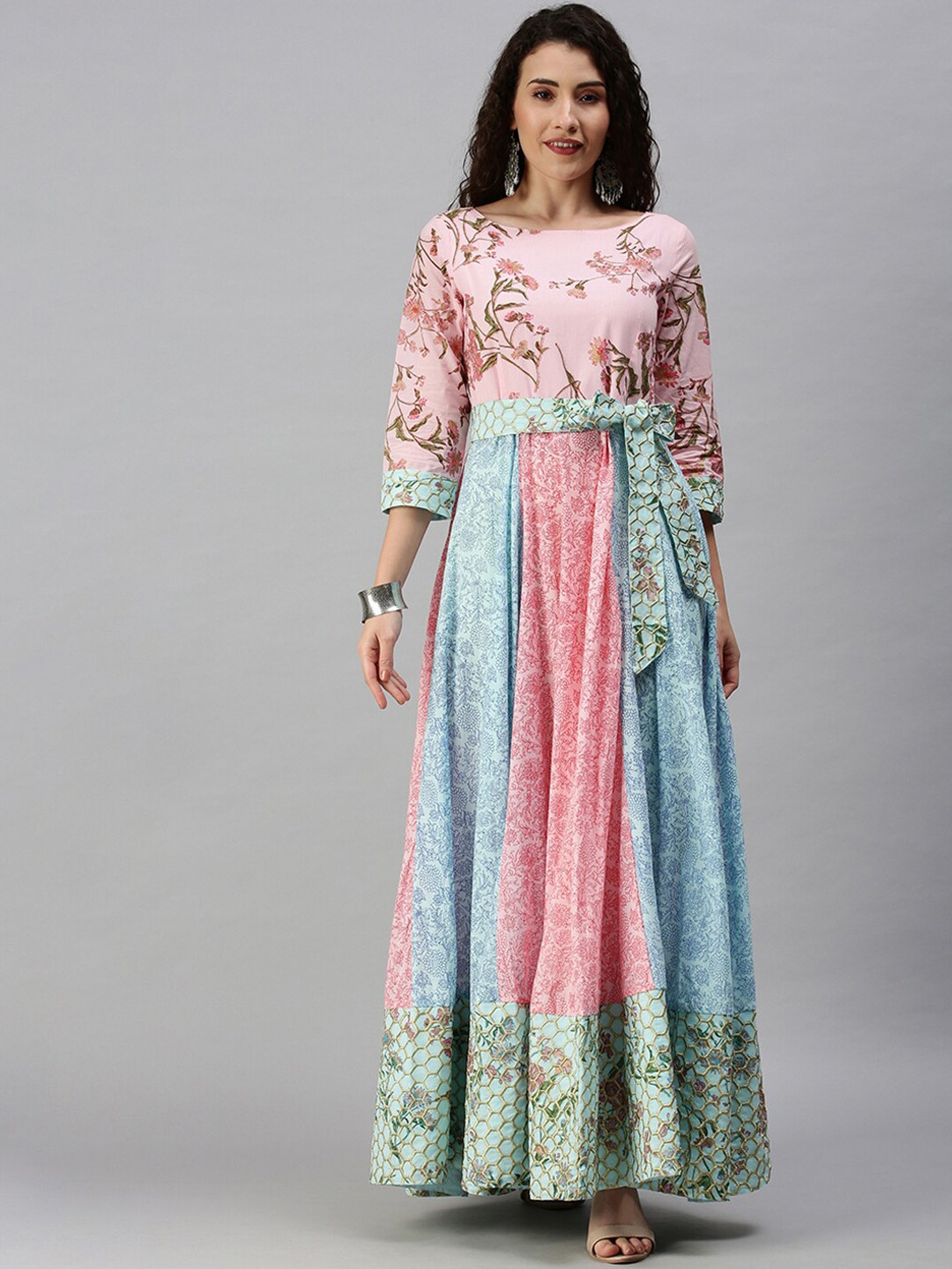 SHOWOFF Pink & Blue Floral Printed Round Neck Ankle Length Flared Anarkali Kurta
SHOWOFF Pink & Blue Floral Printed Round Neck Ankle Length Flared Anarkali Kurta