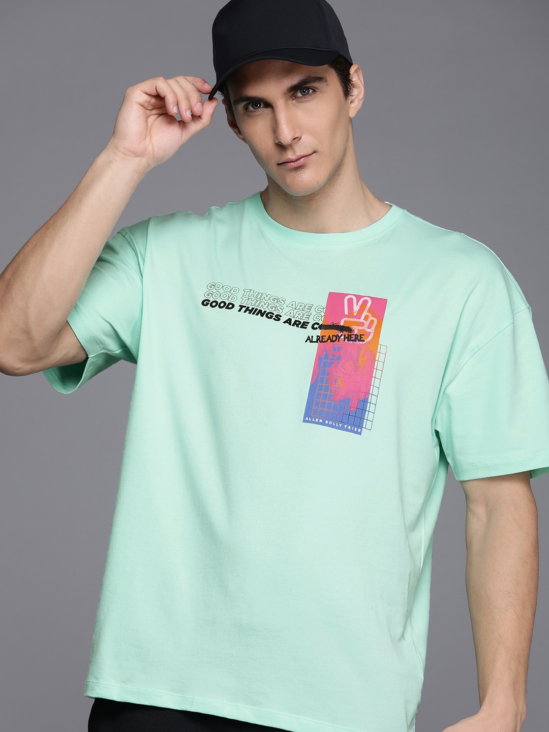 Allen Solly Tribe Men Green & Black Typography Printed Drop-Shoulder Sleeves T-shirt
Allen Solly Tribe Men Green & Black Typography Printed Drop-Shoulder Sleeves T-shirt