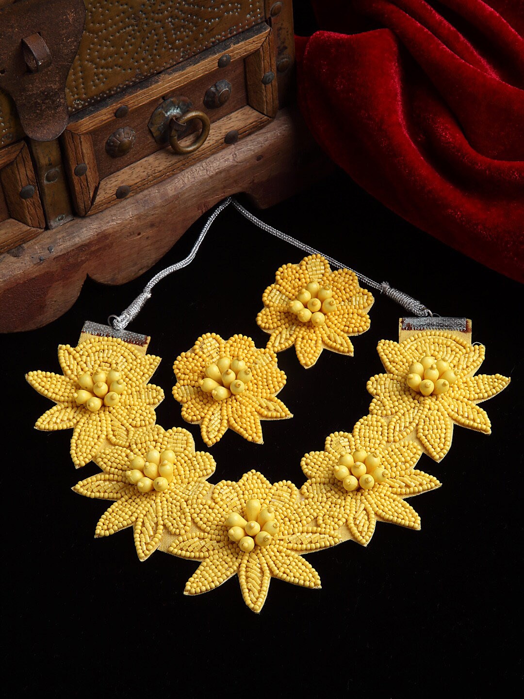 Sargi Women Silver-Plated Yellow Beaded & Embroidered Floral Designed Jewellery Set
Sargi Women Silver-Plated Yellow Beaded & Embroidered Floral Designed Jewellery Set