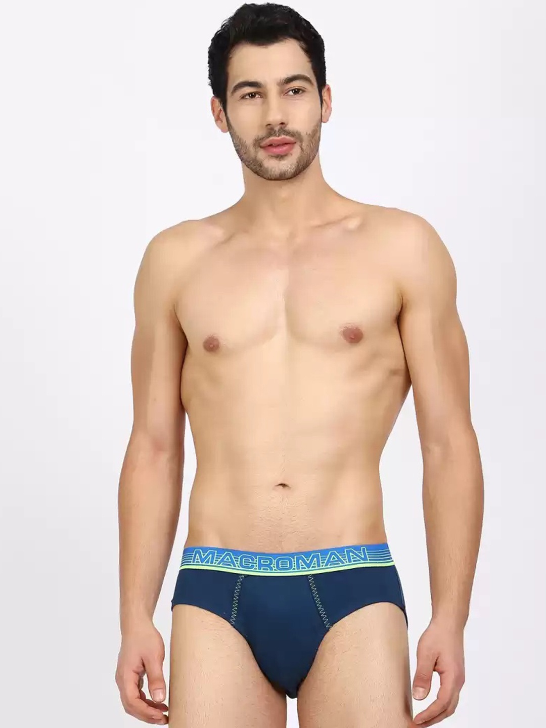 Macroman M-Series Men Assorted Ribbed Pure Cotton Briefs MICN31-ASSORTED
