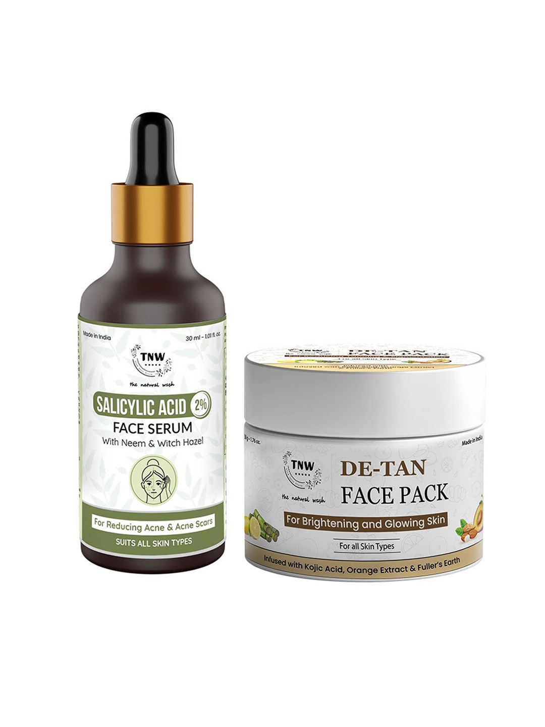 TNW the natural wash Set of De-Tan Face Pack & Salicylic Acid Face Serum, Off white
TNW the natural wash Set of De-Tan Face Pack & Salicylic Acid Face Serum, Off white