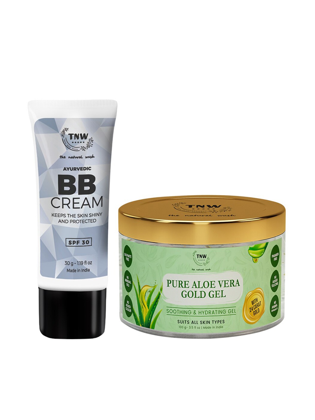 TNW the natural wash Set of BB Cream - Light Shade 30g & Pure Aloe Vera Gold Gel 100g, Blue
TNW the natural wash Set of BB Cream - Light Shade 30g & Pure Aloe Vera Gold Gel 100g, Blue