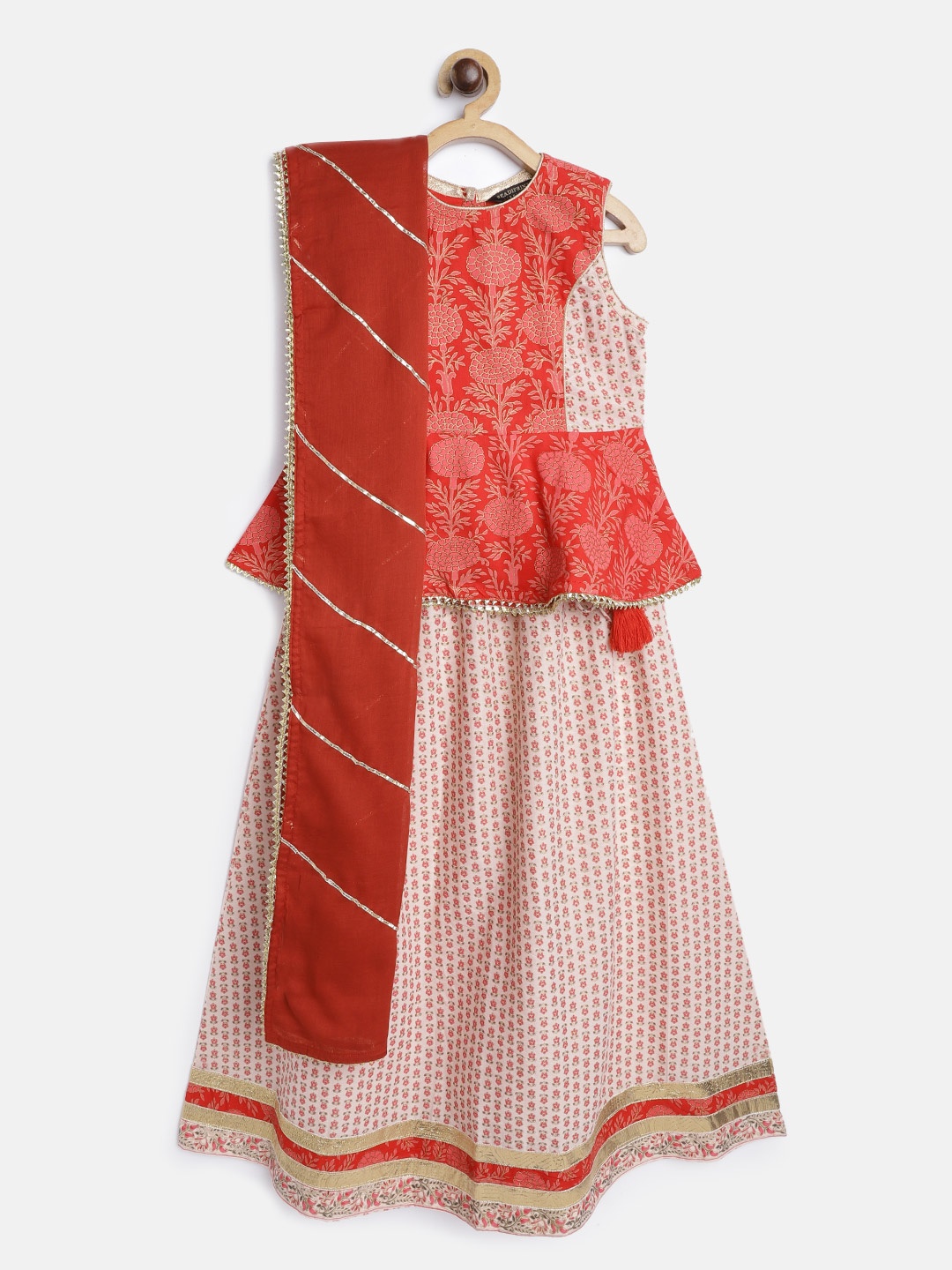 Readiprint Fashions Girls Red Floral Printed Gotta Patti Top with Skirt & With Dupatta
Readiprint Fashions Girls Red Floral Printed Gotta Patti Top with Skirt & With Dupatta