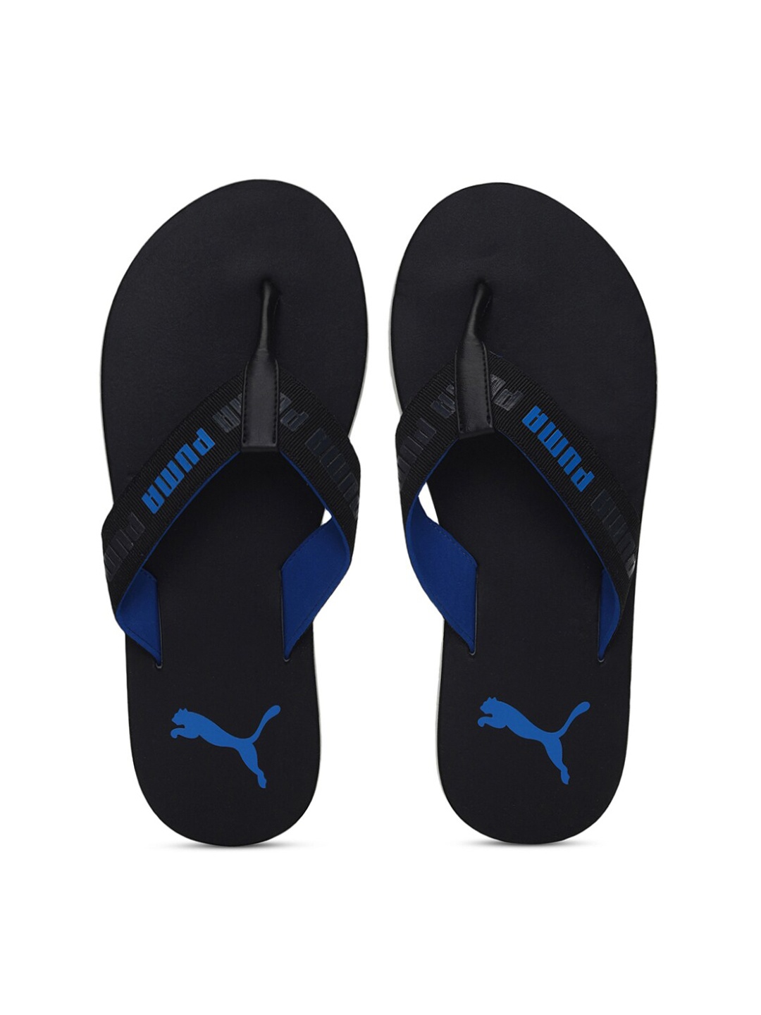 Puma Men Black & Blue Thong Flip-Flops