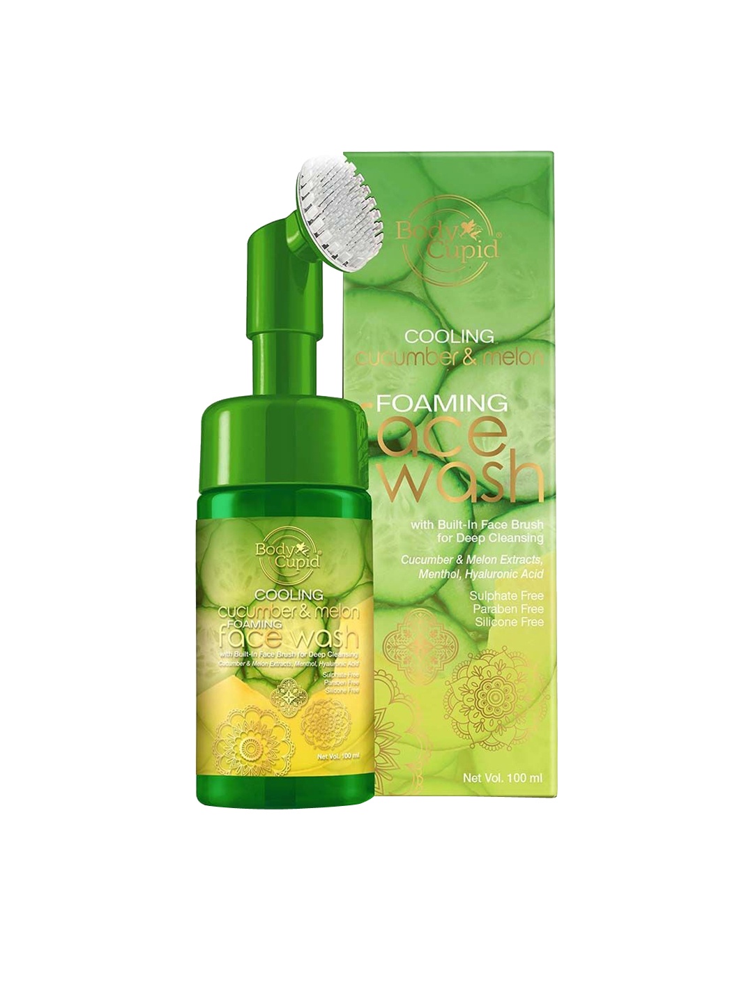 Body Cupid Cooling Cucumber & Melon Foaming Face Wash with Built In Brush - 100 ml, Green
Body Cupid Cooling Cucumber & Melon Foaming Face Wash with Built In Brush - 100 ml, Green