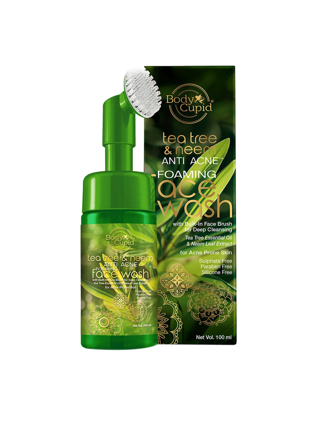 Body Cupid Tea Tree and Neem Anti Acne Foaming Face Wash with Built In Brush - 100 ml, Green
Body Cupid Tea Tree and Neem Anti Acne Foaming Face Wash with Built In Brush - 100 ml, Green