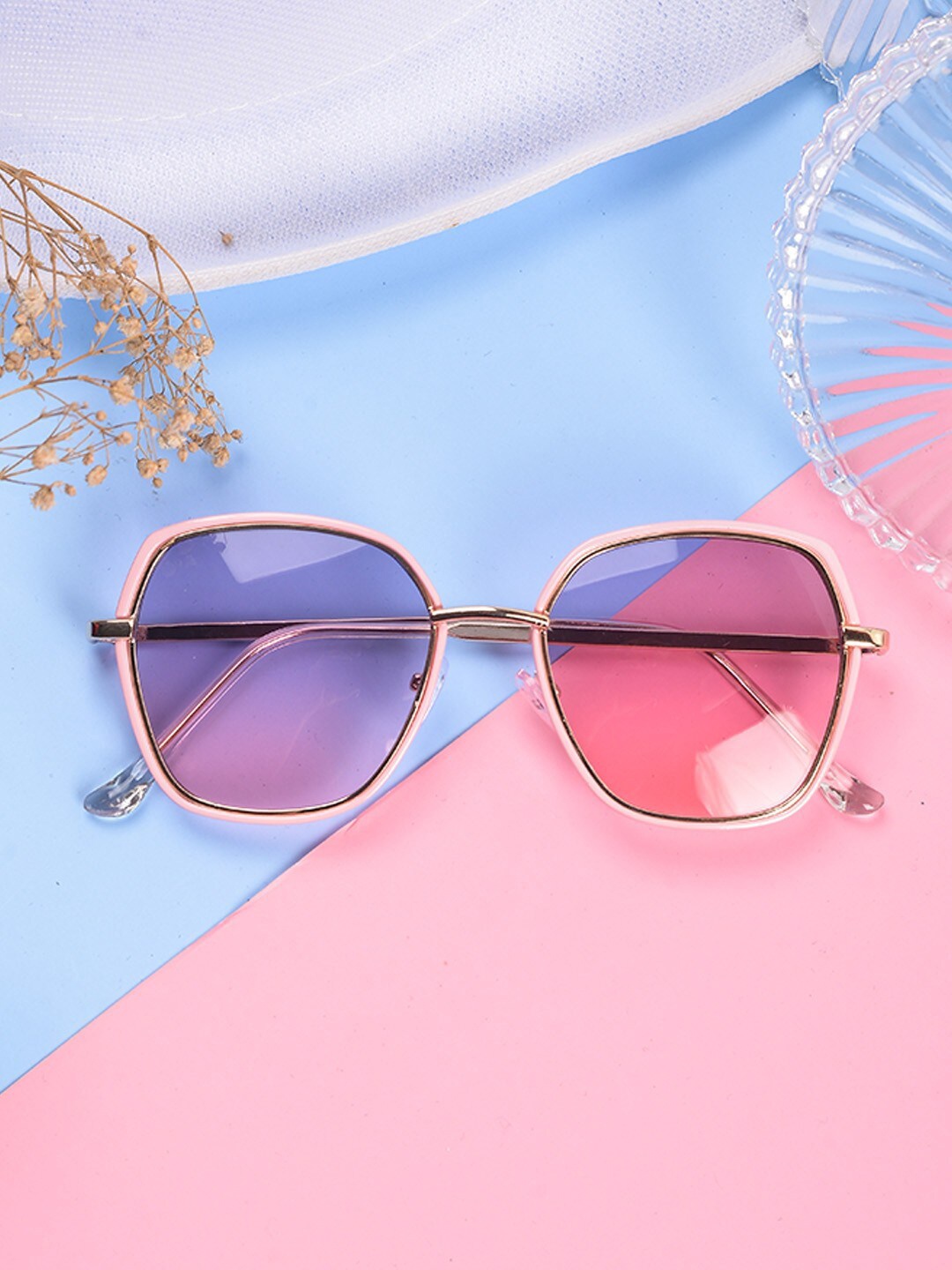 POPLINS Unisex Kids Pink Lens & Gold-Toned Hexagonal Sunglasses with UV Protected Lens
POPLINS Unisex Kids Pink Lens & Gold-Toned Hexagonal Sunglasses with UV Protected Lens