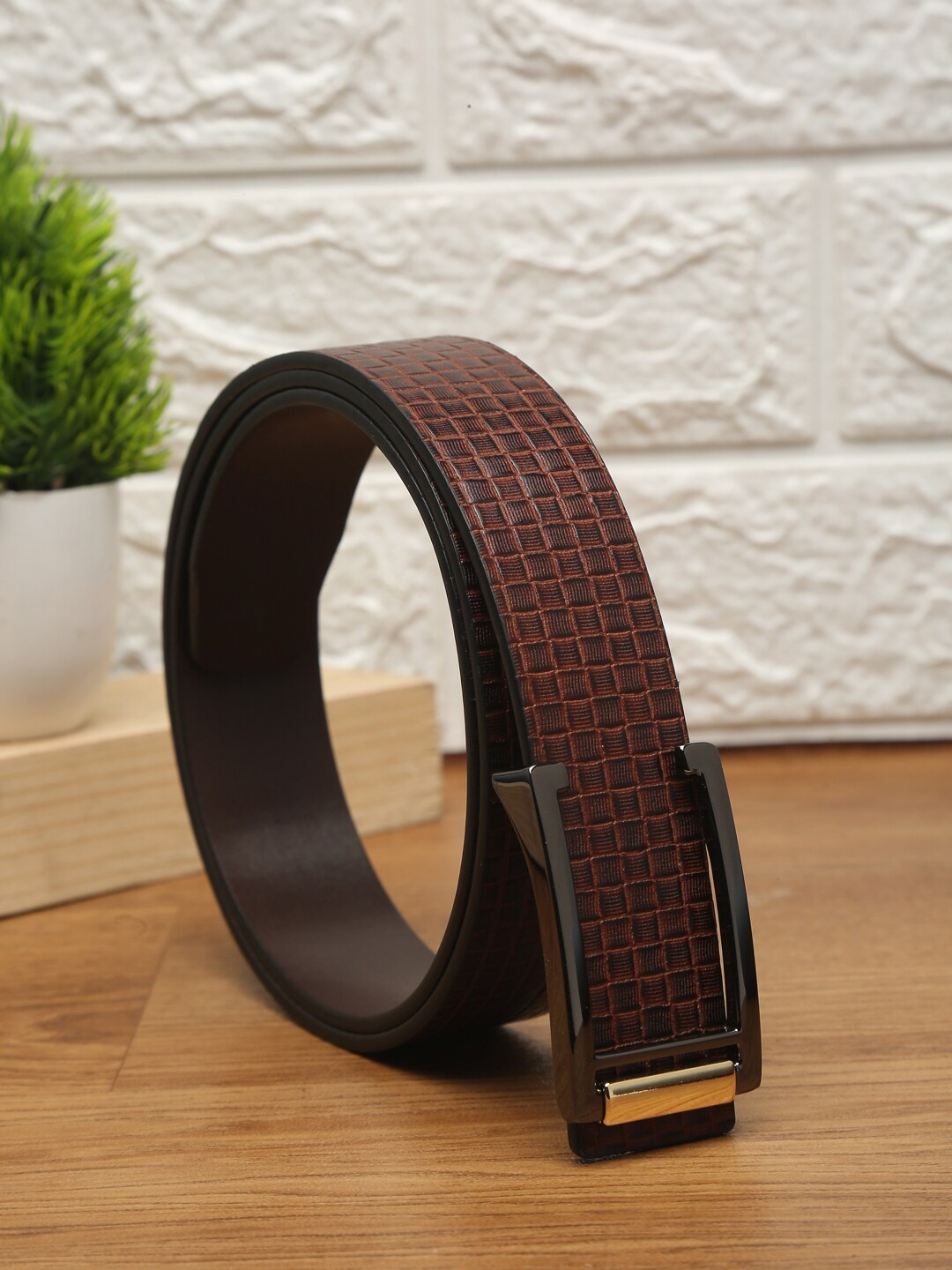 Carlton London Men Brown Leather Belt