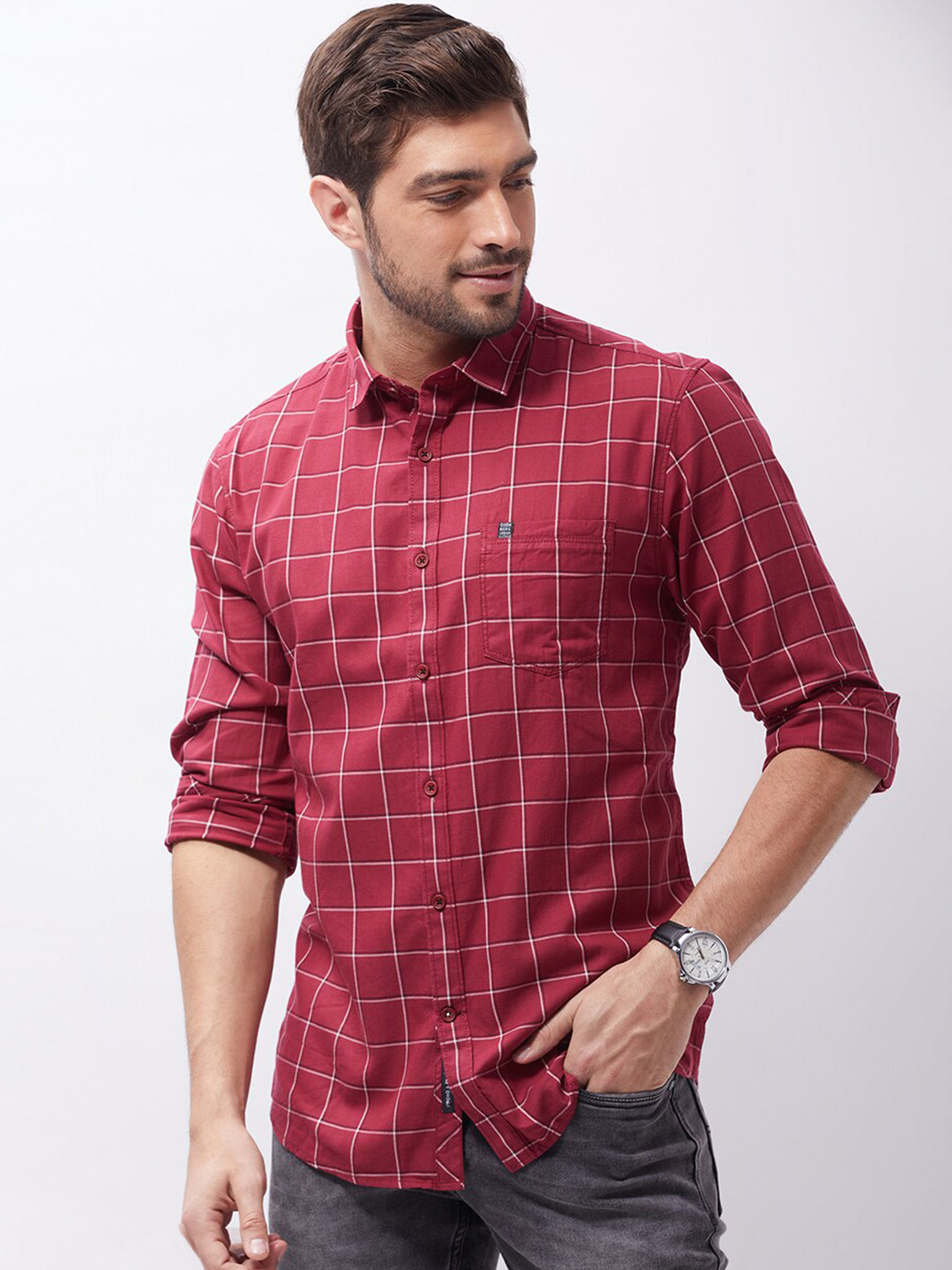 Oxemberg Men Maroon & White Classic Slim Fit Windowpane Checks Checked Cotton Casual Shirt
Oxemberg Men Maroon & White Classic Slim Fit Windowpane Checks Checked Cotton Casual Shirt