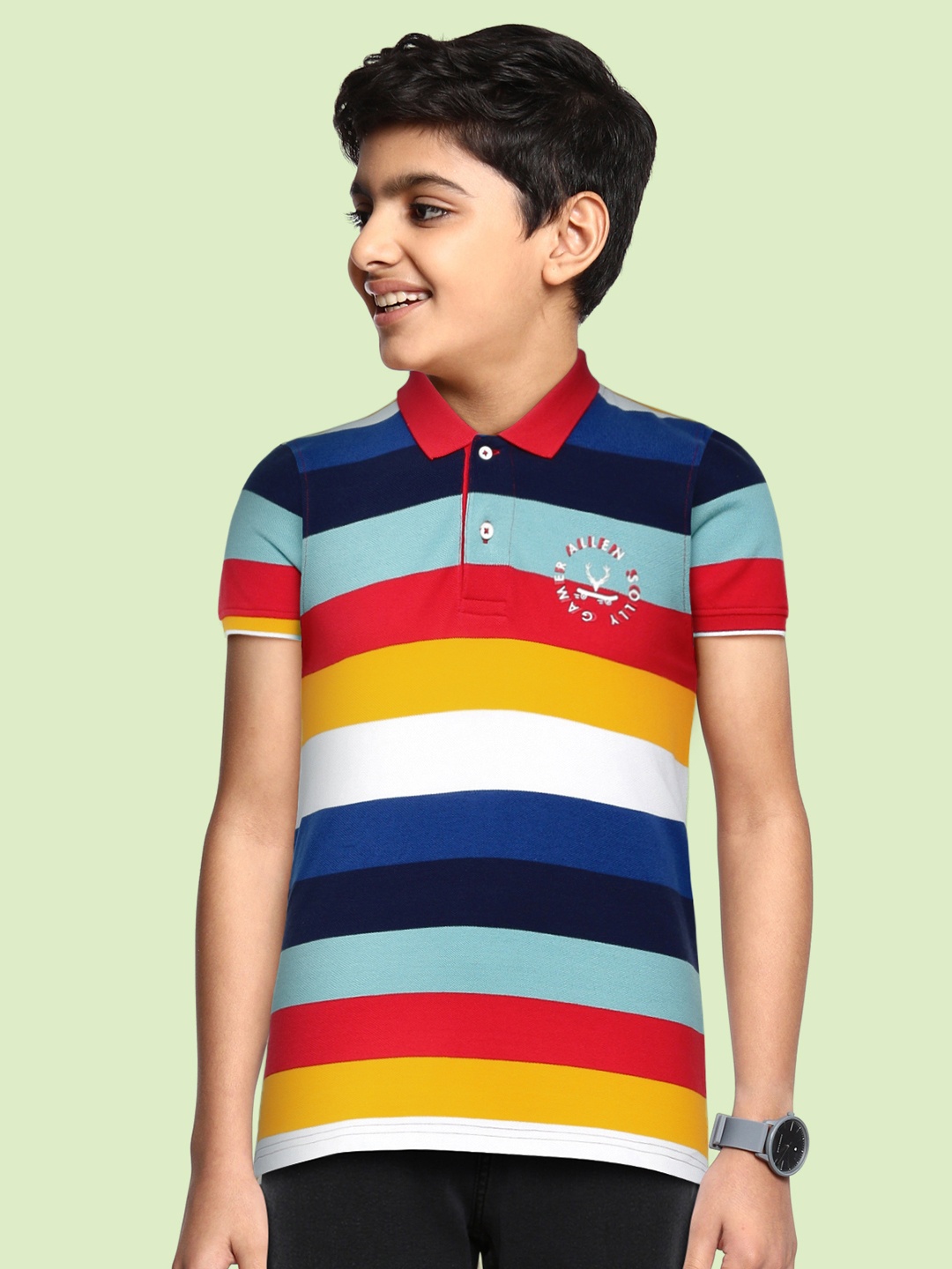 Allen Solly Junior Boys Multicoloured Striped Pure Cotton Polo Collar T-shirt, Multi
Allen Solly Junior Boys Multicoloured Striped Pure Cotton Polo Collar T-shirt, Multi