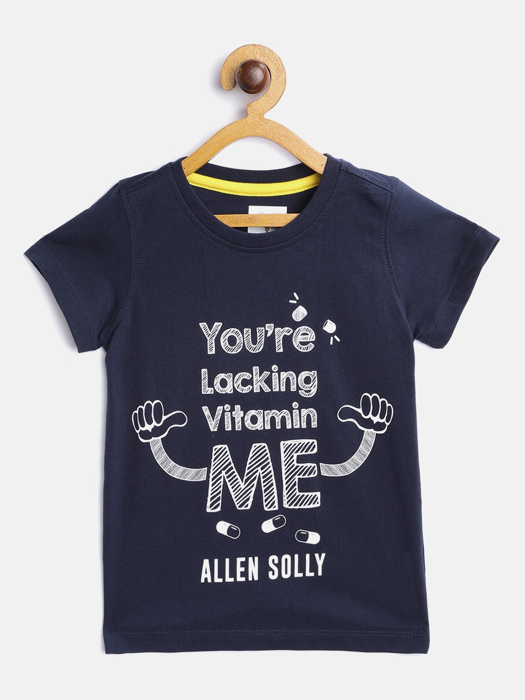 Allen Solly Junior Boys Navy Blue & White Typography Printed T-shirt