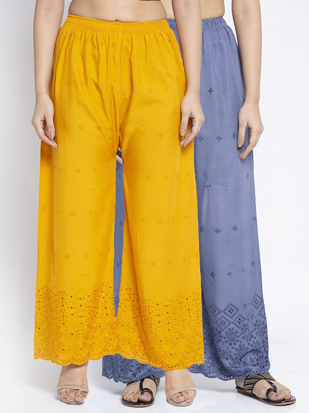 Jinfo Women Grey & Gold-Toned Set Of 2 Ethnic Motifs Embroidered Flared Ethnic Palazzos
Jinfo Women Grey & Gold-Toned Set Of 2 Ethnic Motifs Embroidered Flared Ethnic Palazzos
