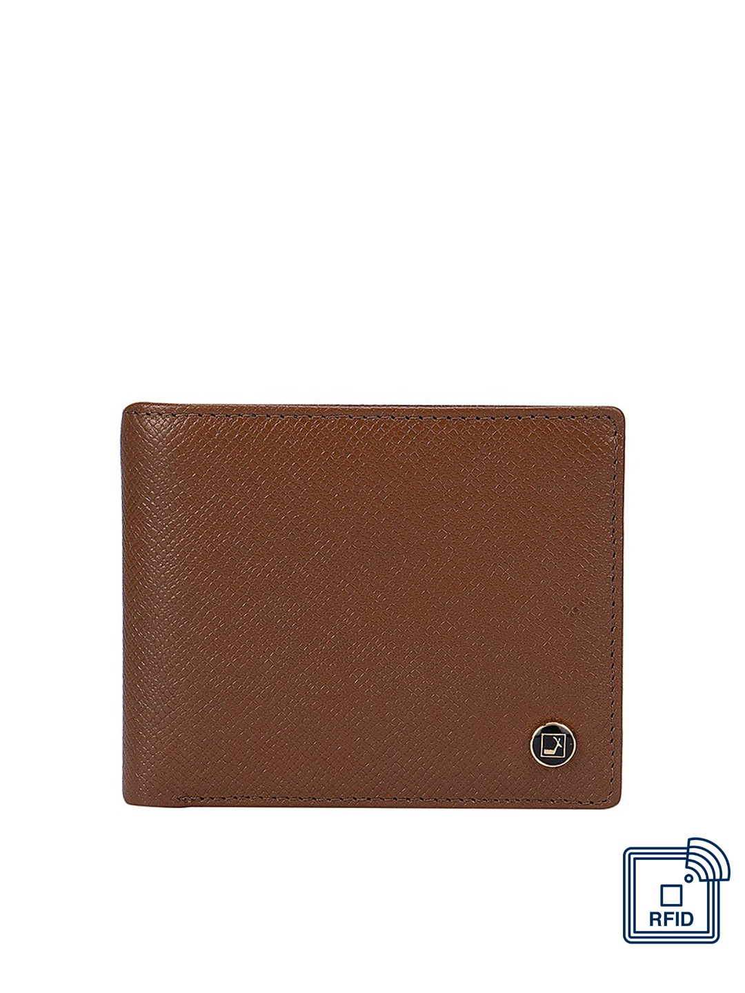 Da Milano Men Brown Leather Two Fold Wallet