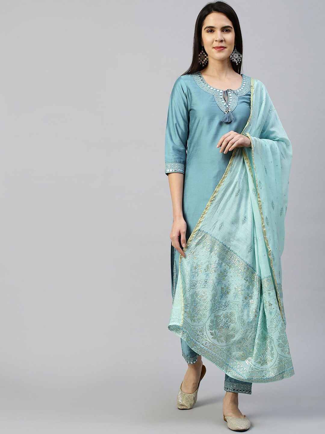 FASHOR Women Blue Ethnic Motifs Embroidered Mirror Work Dupion Silk Kurti with Palazzos & With Dupatta
FASHOR Women Blue Ethnic Motifs Embroidered Mirror Work Dupion Silk Kurti with Palazzos & With Dupatta