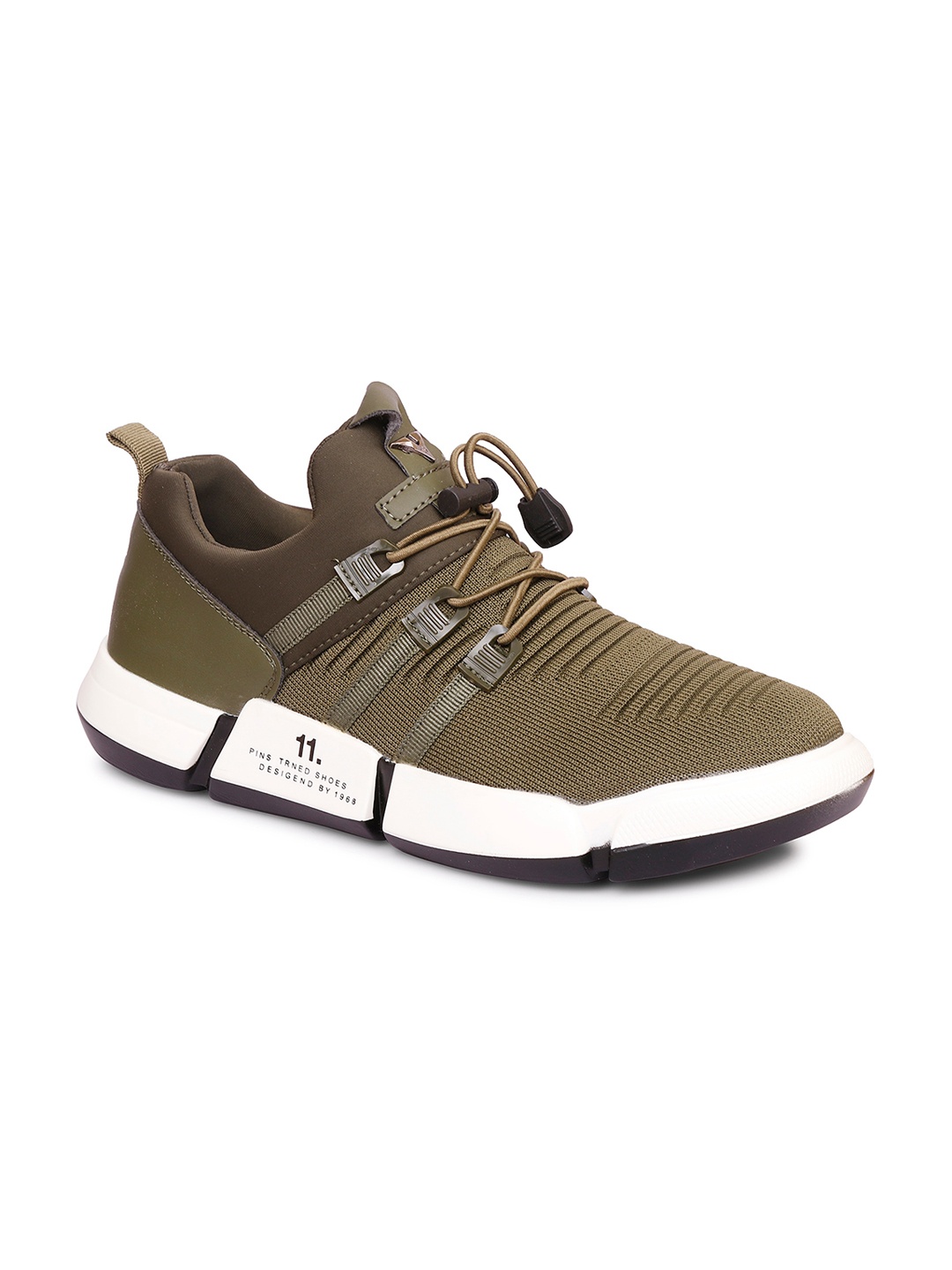 MOZAFIA Men Green Striped Sneakers