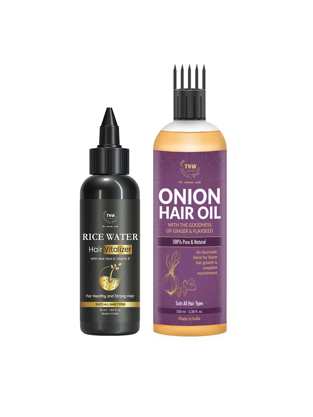 TNW the natural wash Set of Rice Water Hair Vitalizer 50ml & Onion Hair Oil 100 ml, Off white
TNW the natural wash Set of Rice Water Hair Vitalizer 50ml & Onion Hair Oil 100 ml, Off white