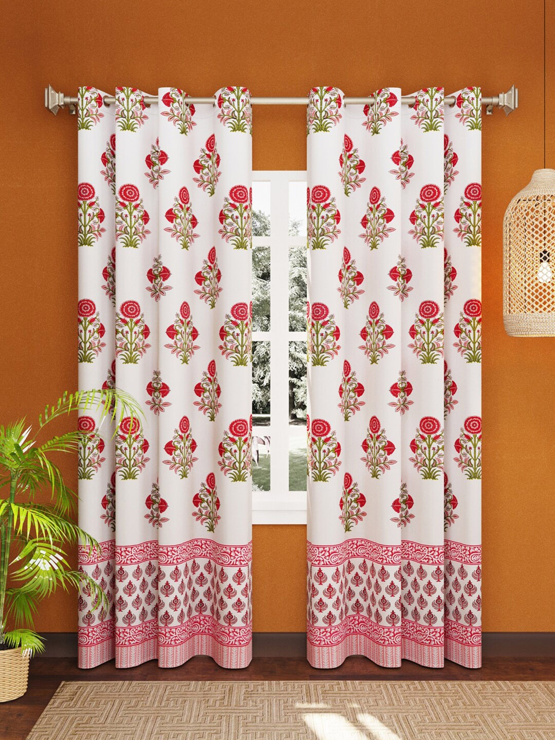 LIVING ROOTS White & Red Set of 2 Block Printed Ethnic Motifs Pure Cotton Door Curtain
LIVING ROOTS White & Red Set of 2 Block Printed Ethnic Motifs Pure Cotton Door Curtain