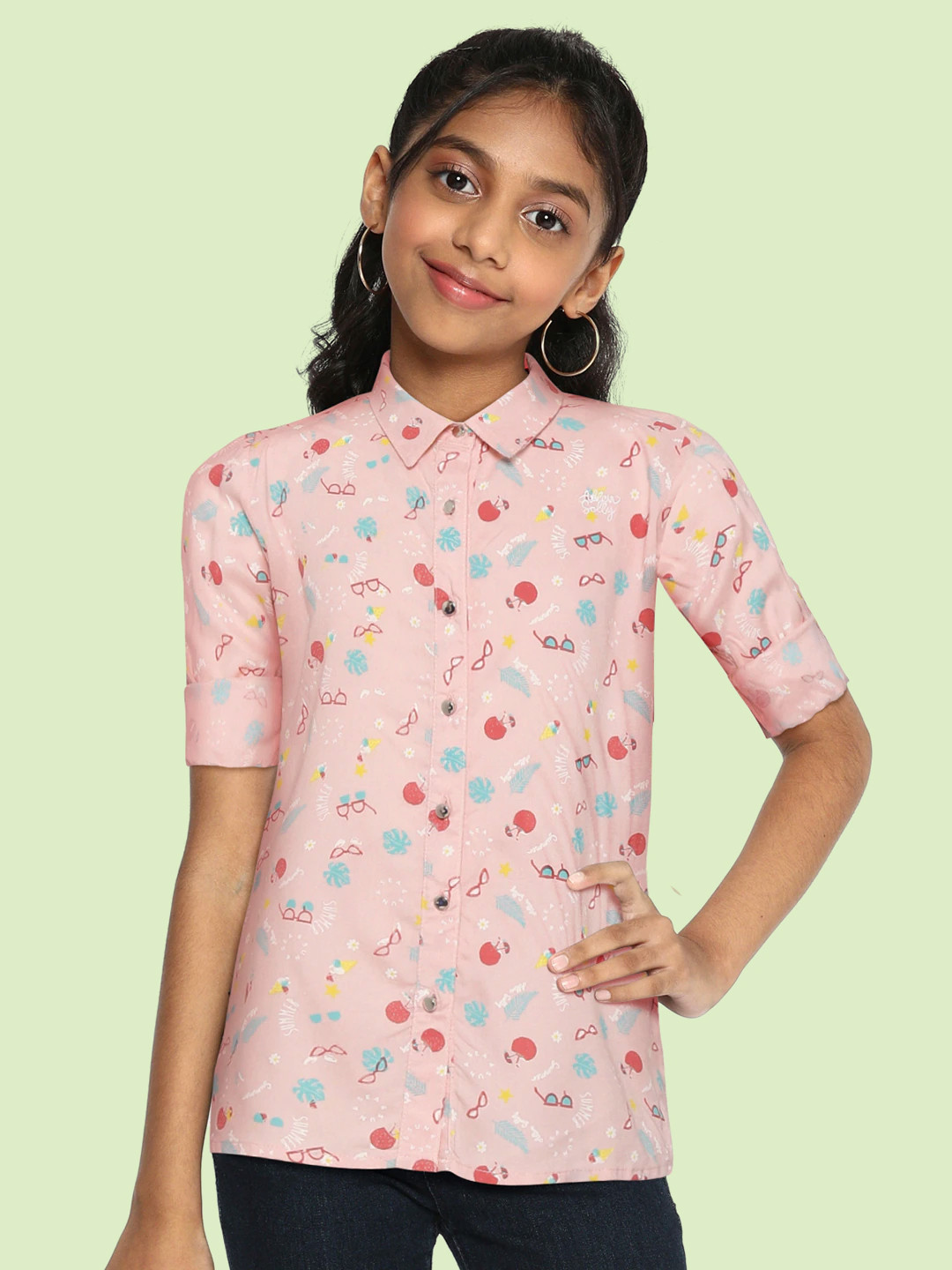 Allen Solly Junior Girls Pink & Turquoise Blue Conversational Printed Casual Shirt
Allen Solly Junior Girls Pink & Turquoise Blue Conversational Printed Casual Shirt