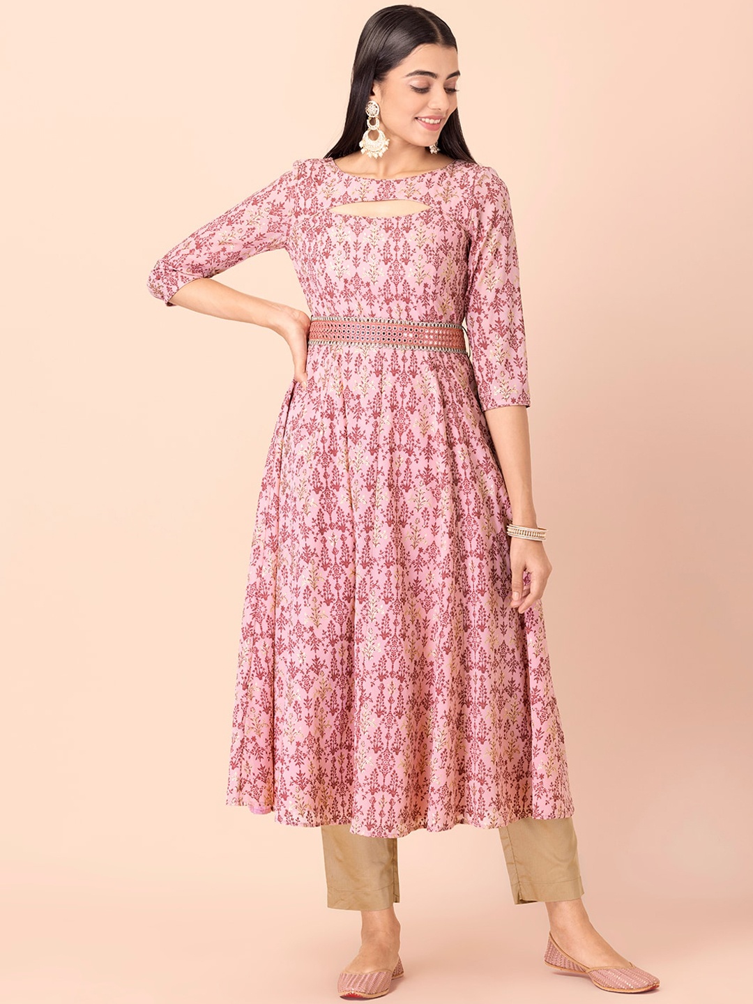 INDYA Women Pink & Violet Ethnic Motifs Printed Gotta Patti Georgette Anarkali Kurta
INDYA Women Pink & Violet Ethnic Motifs Printed Gotta Patti Georgette Anarkali Kurta