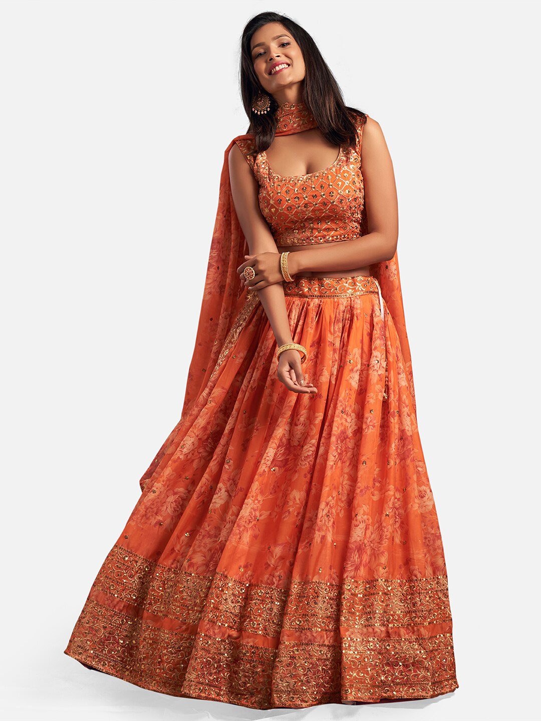 SHOPGARB Orange & Gold-Toned Embellished Sequinned Semi-Stitched Lehenga & Unstitched Blouse With Dupatta
SHOPGARB Orange & Gold-Toned Embellished Sequinned Semi-Stitched Lehenga & Unstitched Blouse With Dupatta