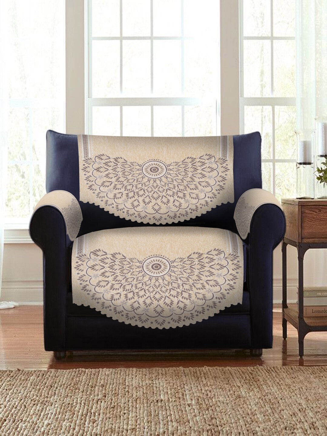 HOSTA HOMES Beige & Grey Set of 16 Jacquard & Velvet 5 Seater Sofa Cover With Arm Rest
HOSTA HOMES Beige & Grey Set of 16 Jacquard & Velvet 5 Seater Sofa Cover With Arm Rest