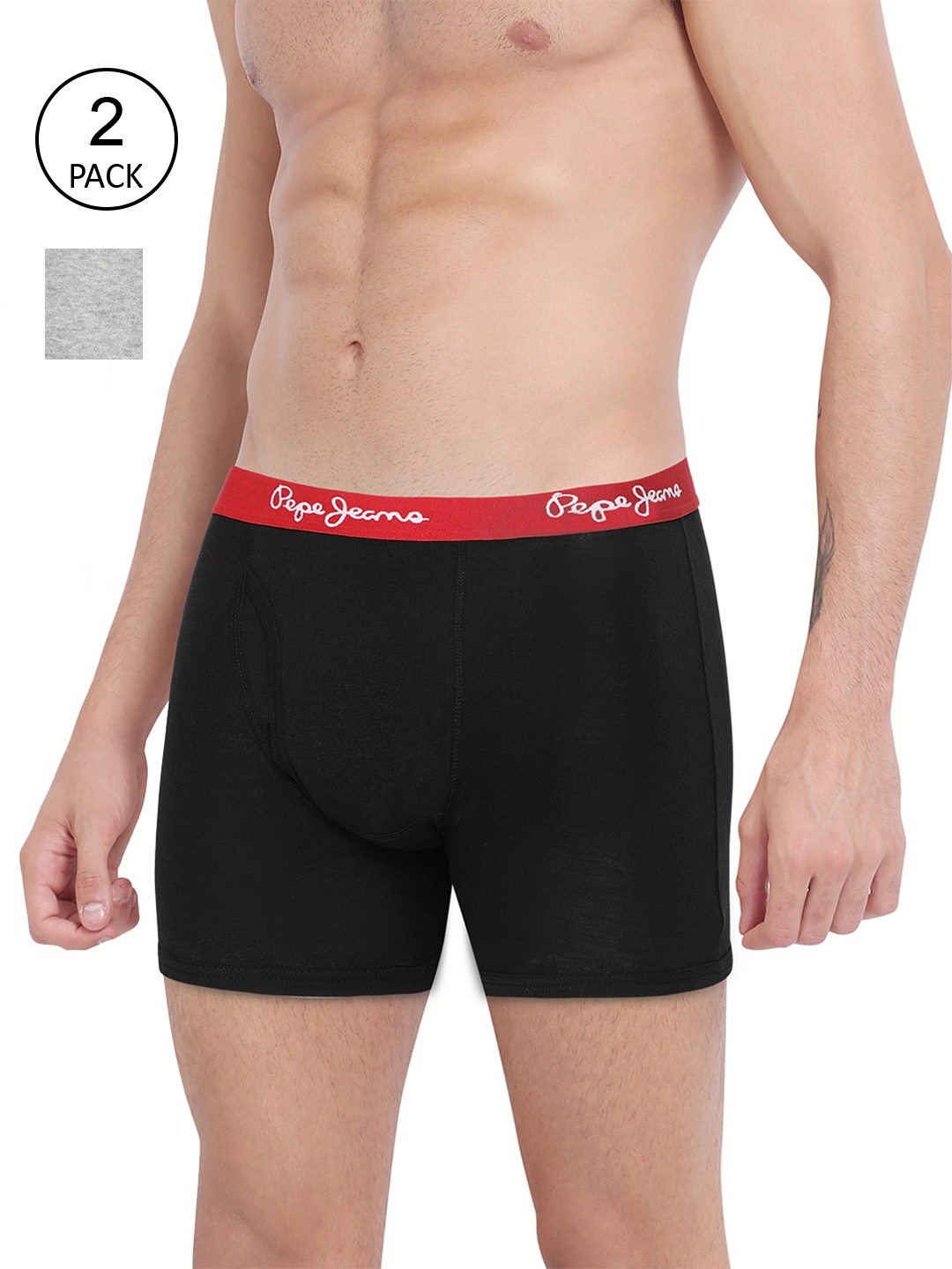 Pepe Jeans Men Pack Of 2 Black & Grey Melange Solid Mid Rise Trunks 8904311320142
Pepe Jeans Men Pack Of 2 Black & Grey Melange Solid Mid Rise Trunks 8904311320142