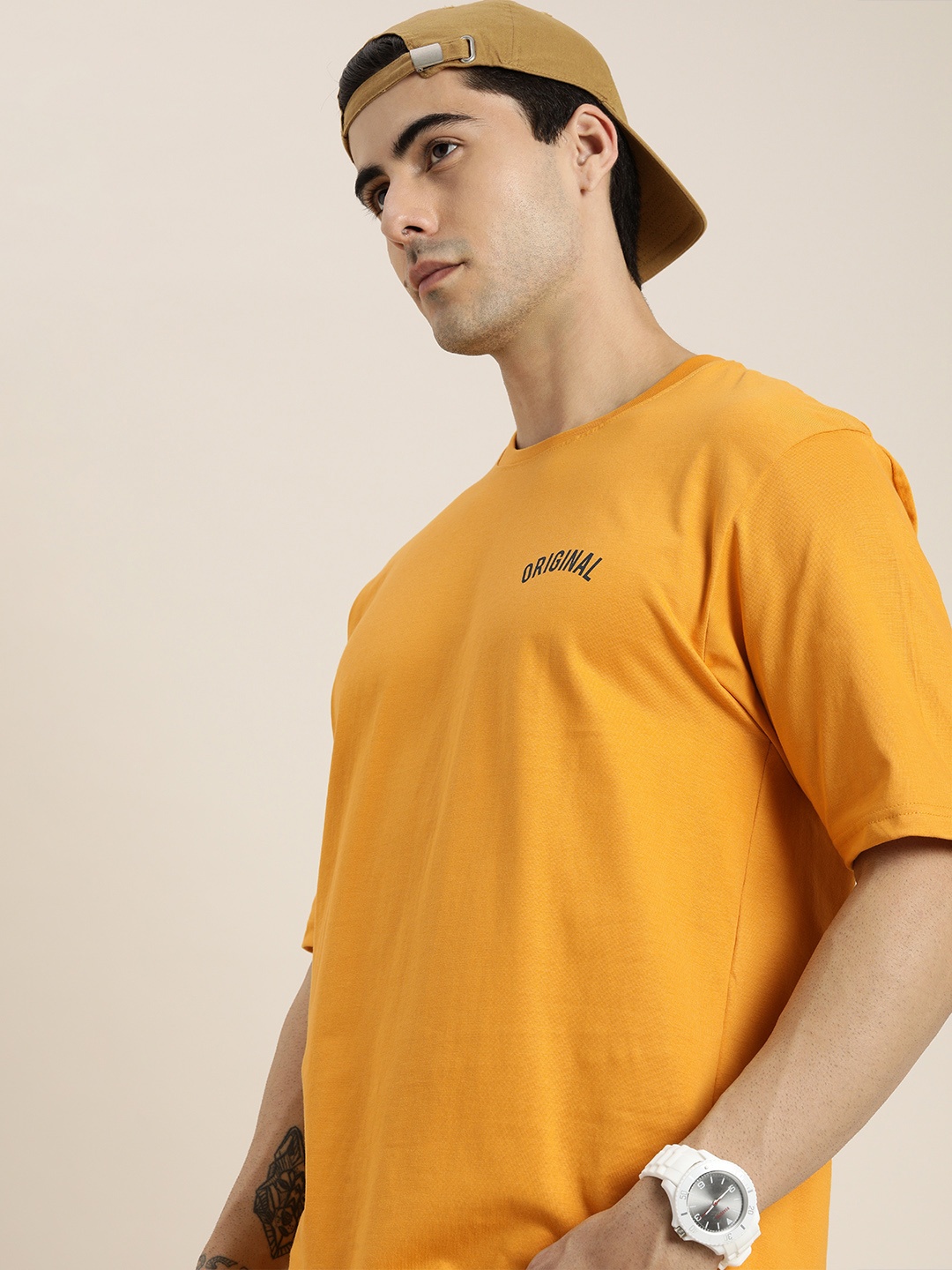 DILLINGER Men Mustard Yellow Typography Printed Pure Cotton Oversized Oversized T-shirt
DILLINGER Men Mustard Yellow Typography Printed Pure Cotton Oversized Oversized T-shirt